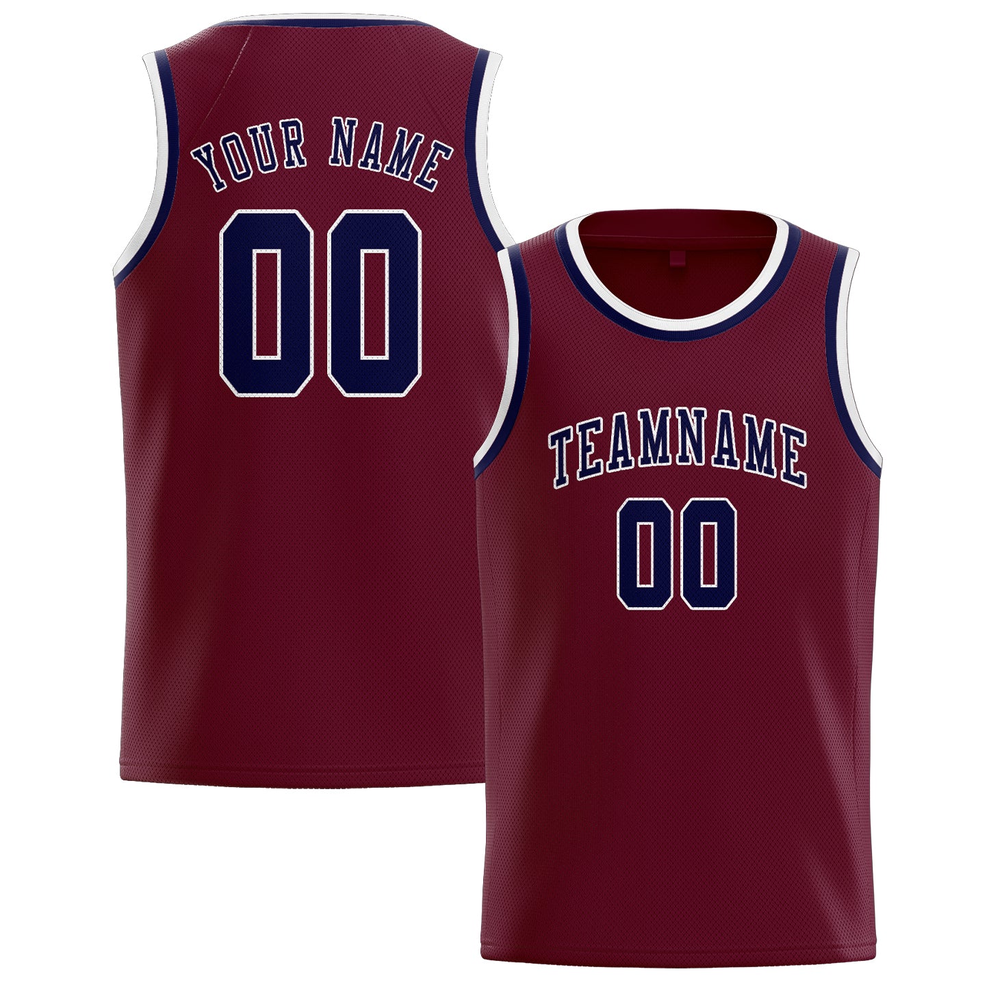 Maillot de basketball personnalisé rouge cramoisi et marine