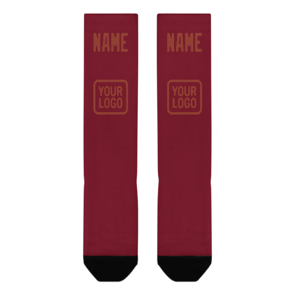 Chaussettes hautes personnalisées rouge cramoisi et rouge corail