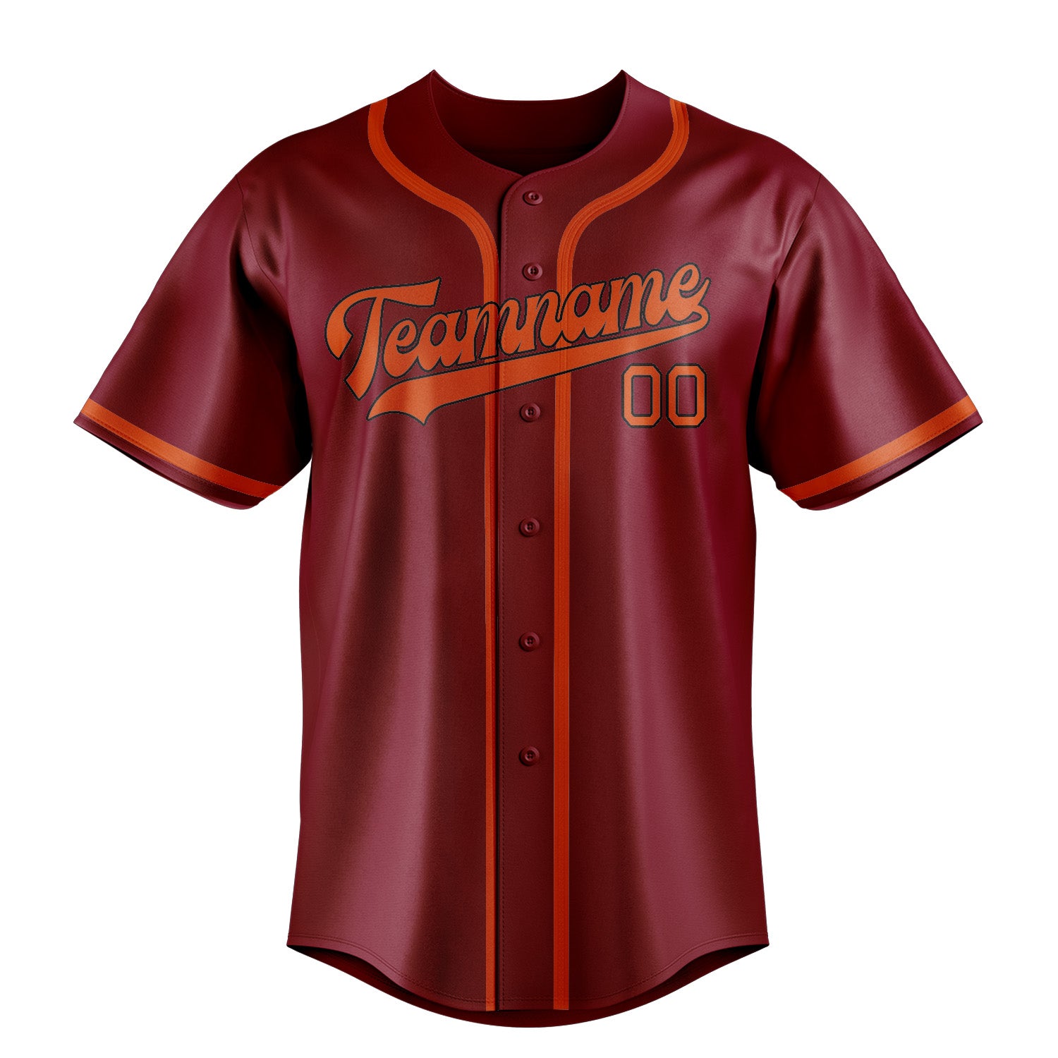 Maillot de baseball personnalisé rouge cramoisi, orange et rouge