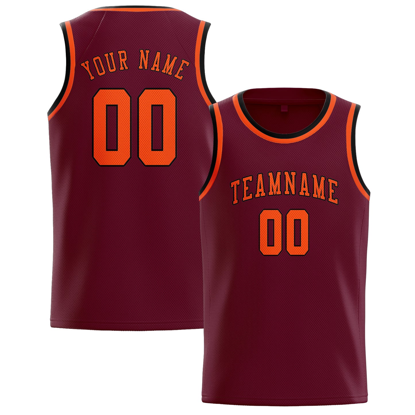 Maillot de basketball personnalisé rouge cramoisi, orange et rouge