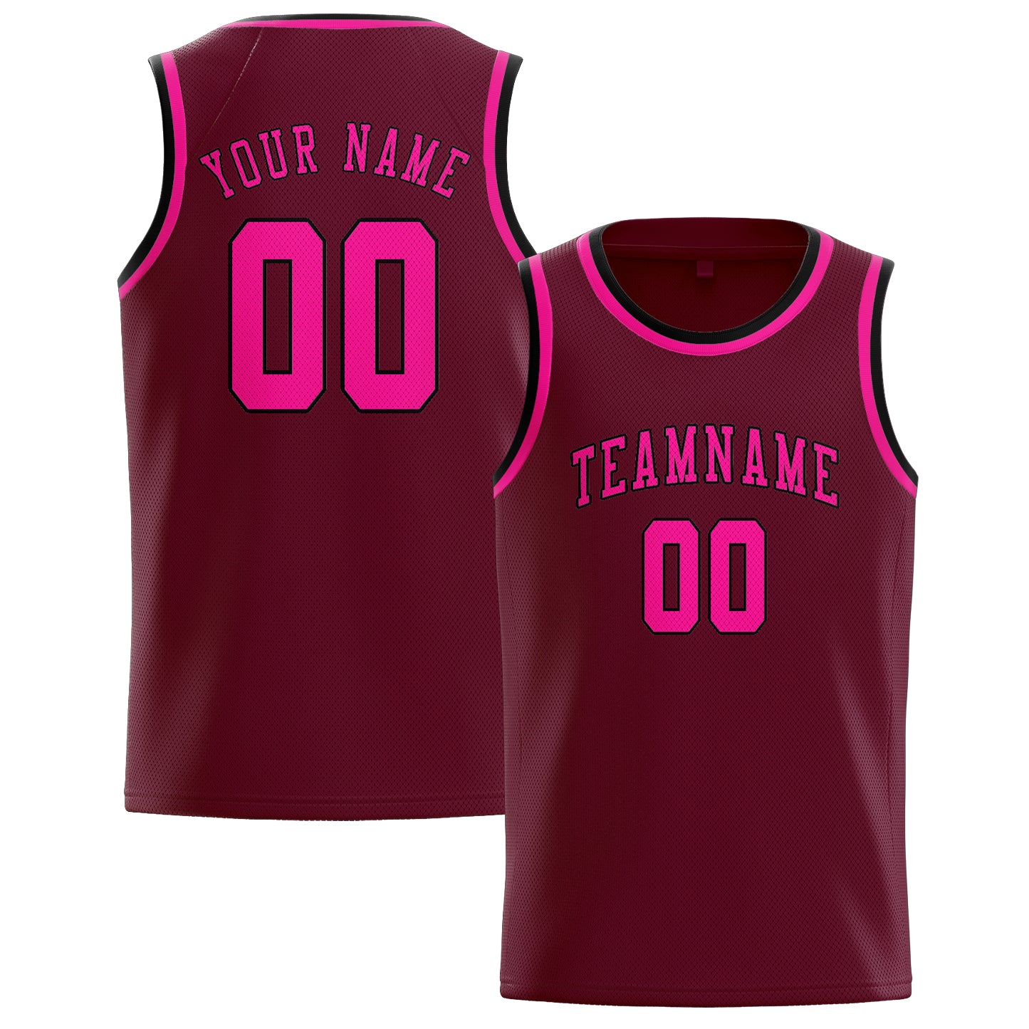 Maillot de basketball personnalisé rouge cramoisi et rose