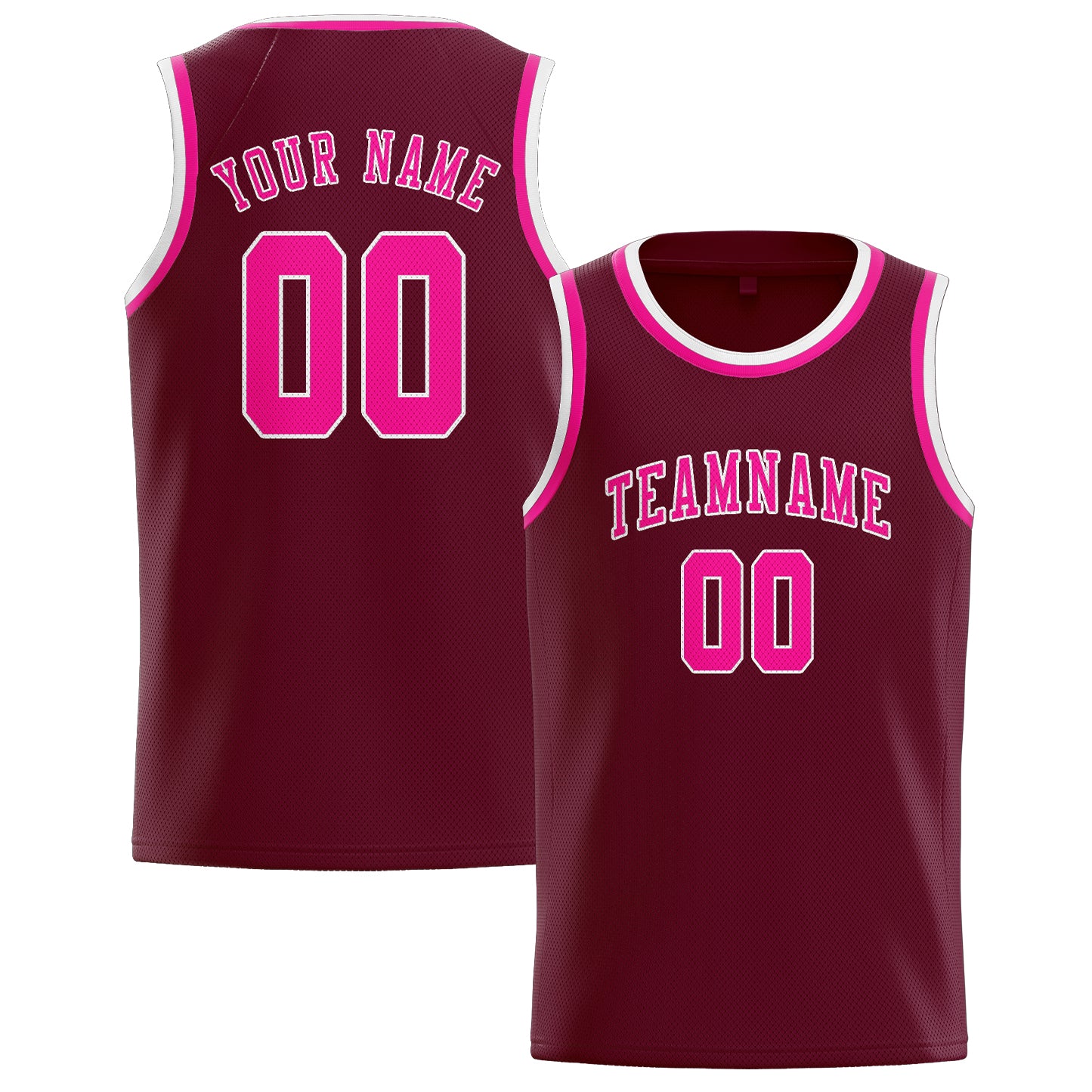 Maillot de basketball personnalisé rouge cramoisi et rose