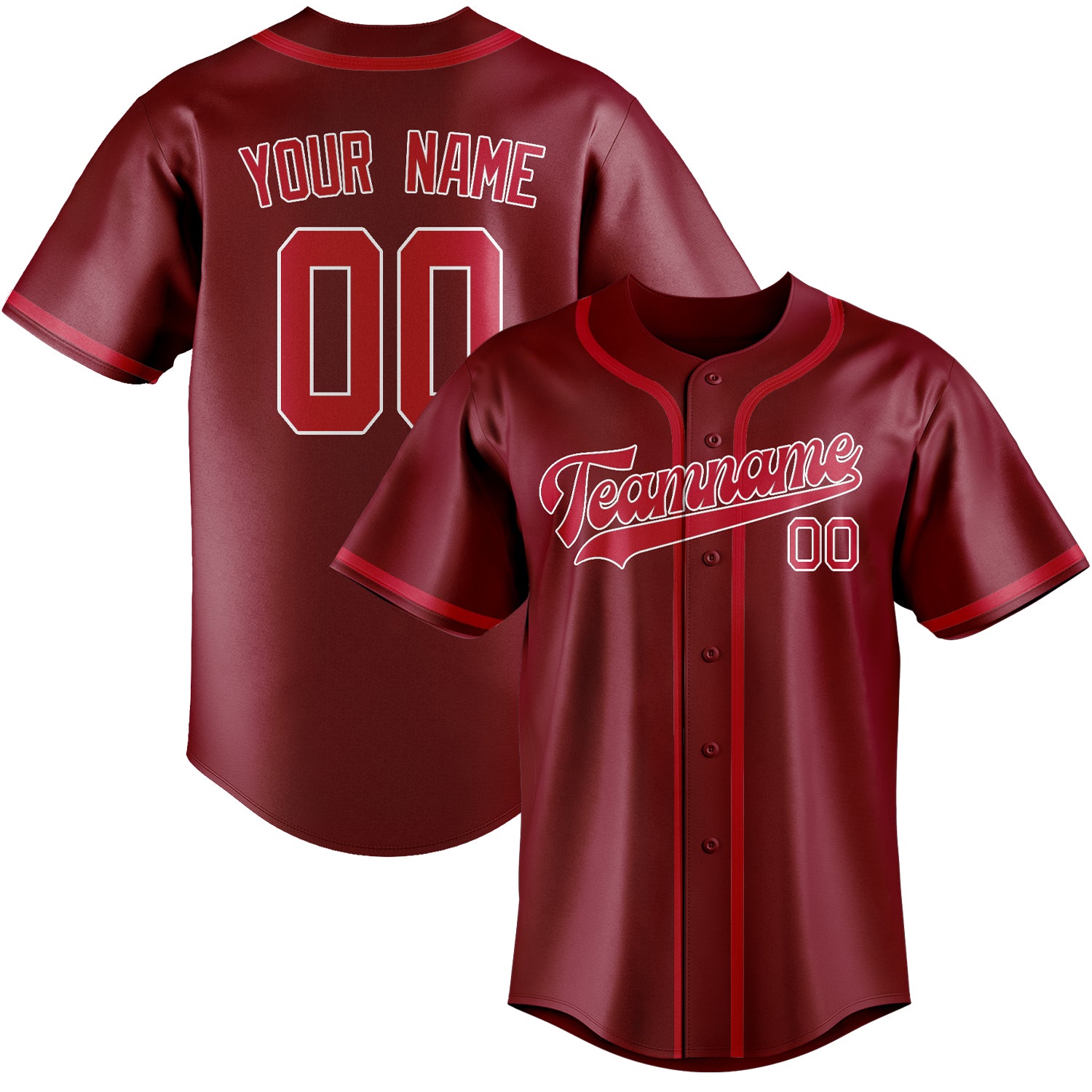 Maillot de baseball rouge cramoisi personnalisé