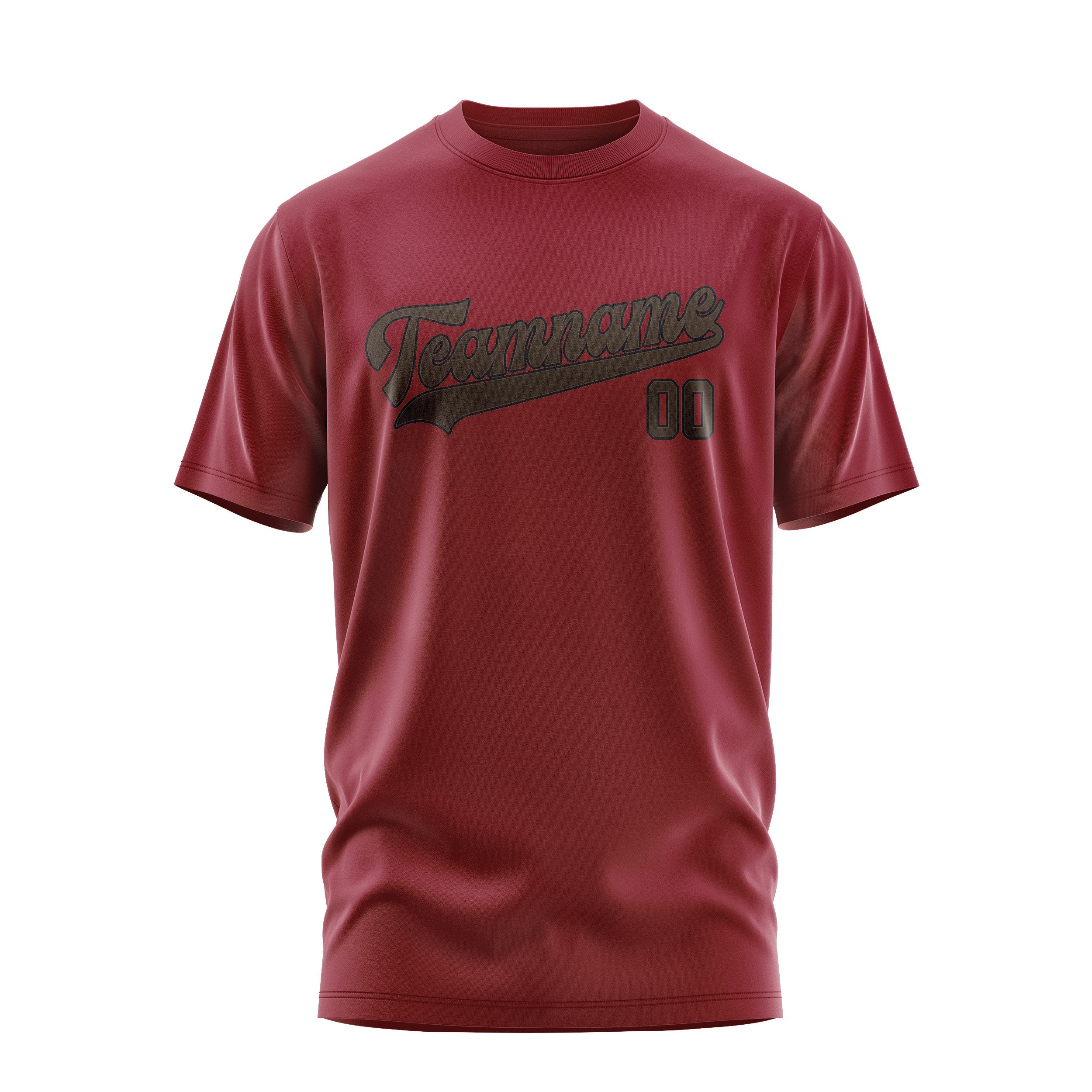 T-shirt personnalisé rouge cramoisi et marron