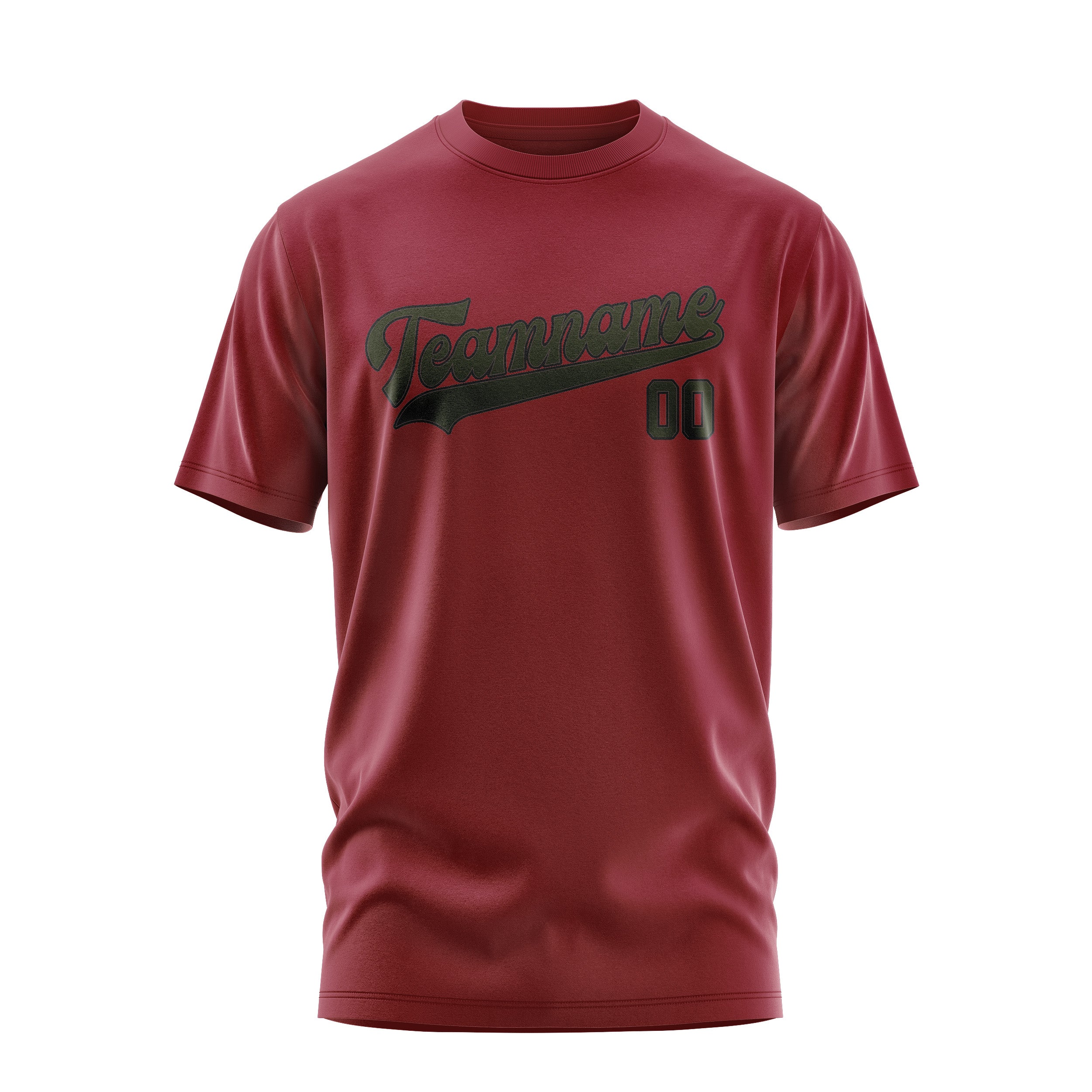 T-shirt personnalisé rouge olive cramoisi