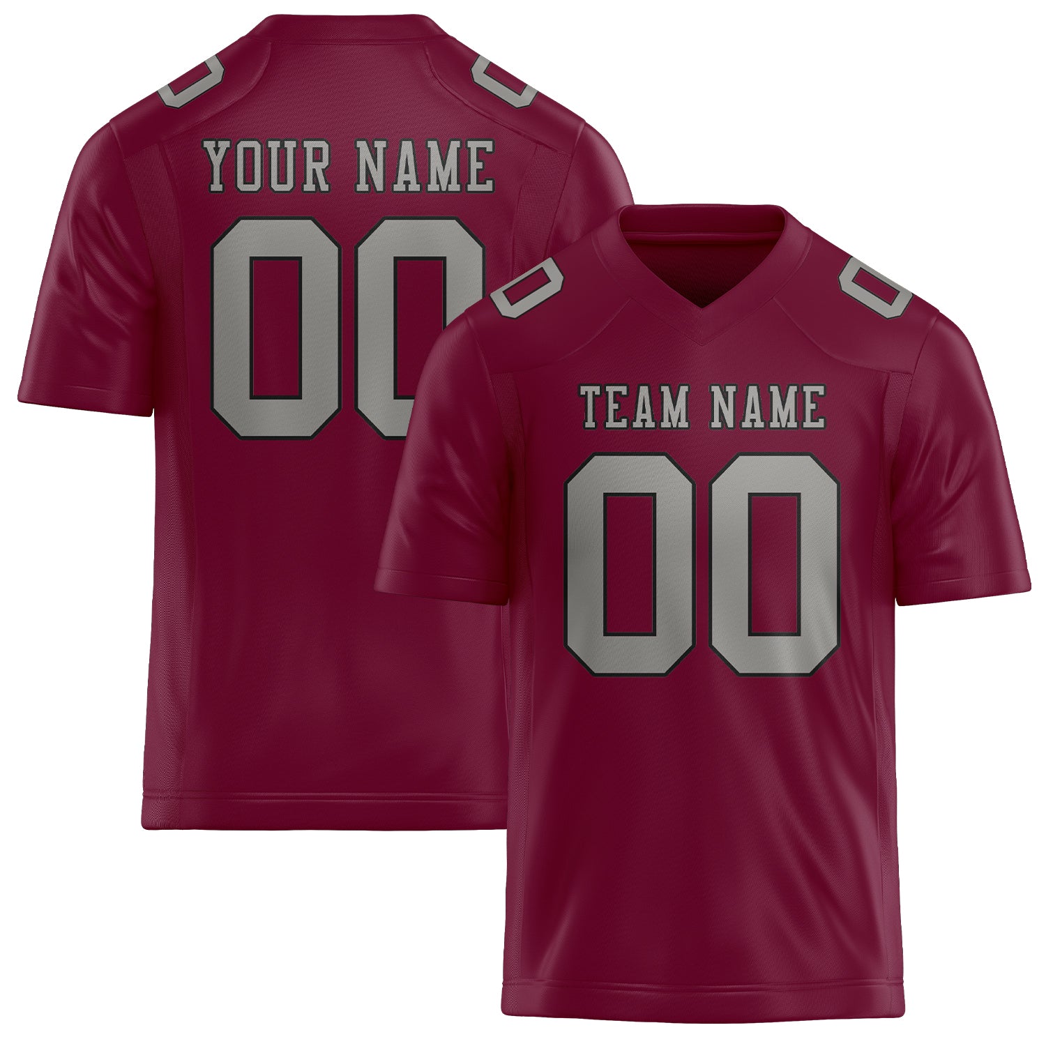 Custom Crimson Red Gray Football Jersey