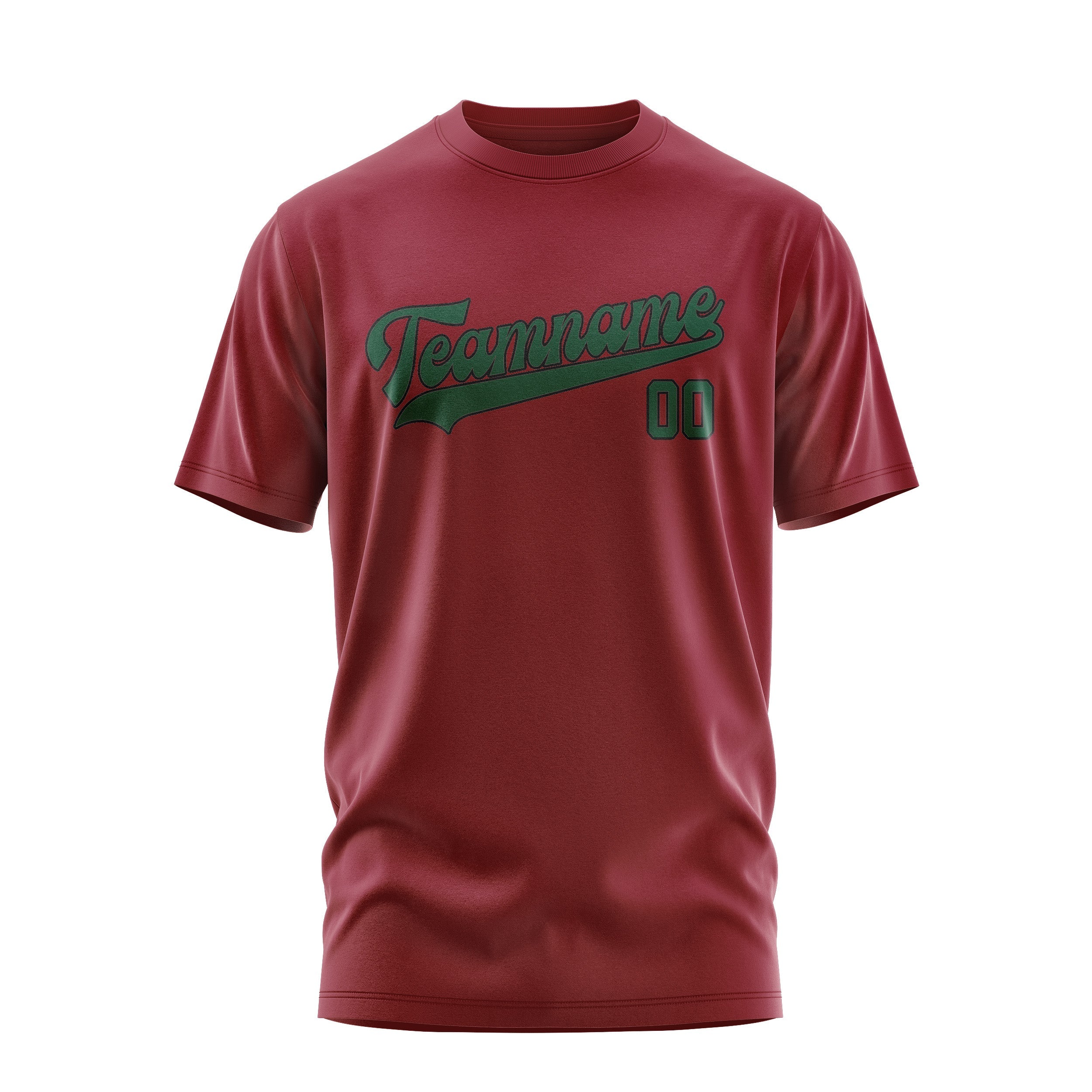 T-shirt personnalisé rouge cramoisi et vert