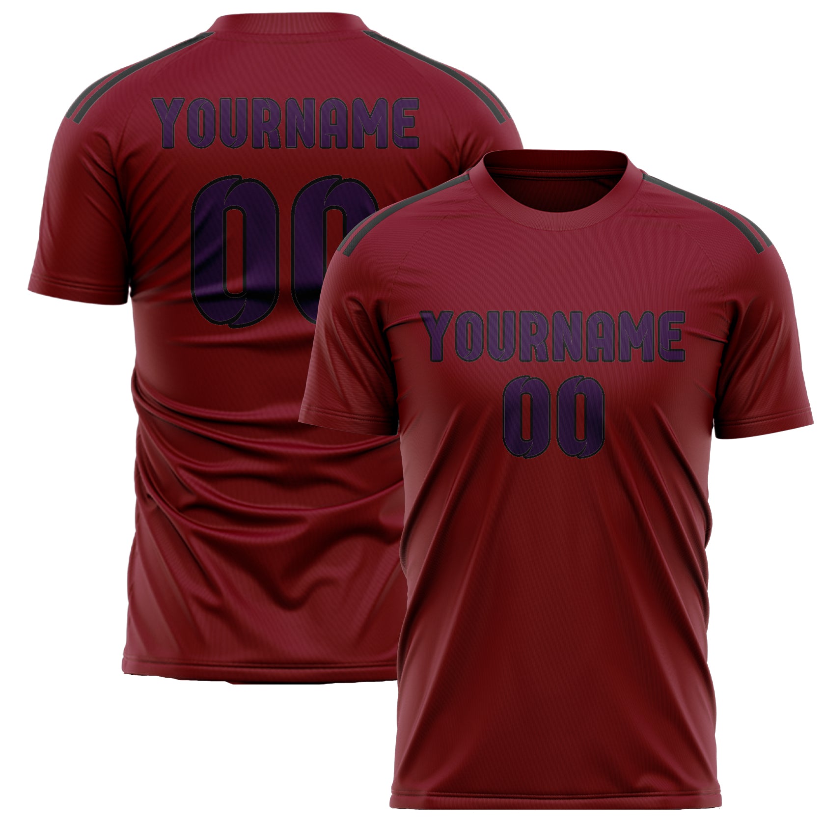 Maillot de football personnalisé rouge cramoisi et violet