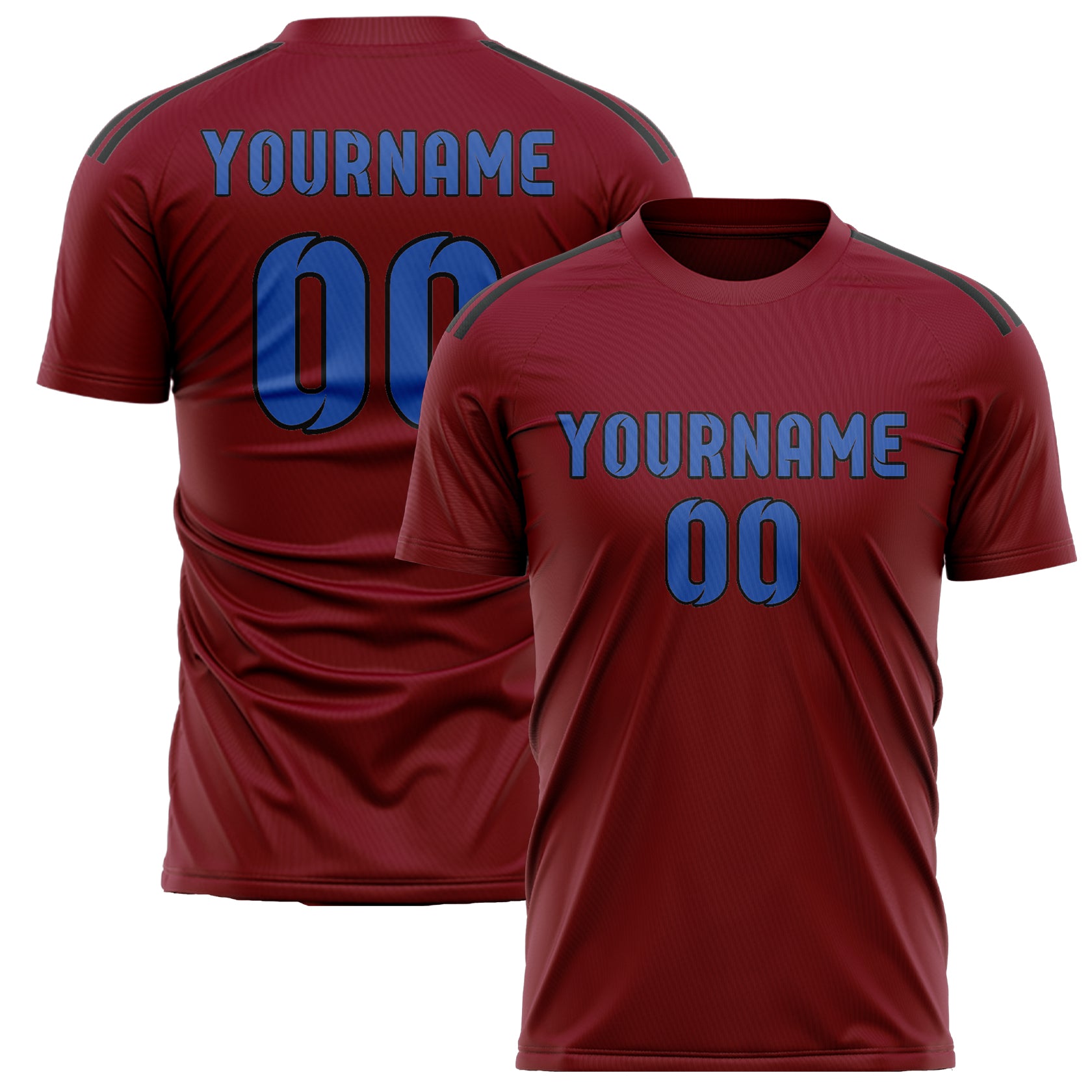 Maillot de football personnalisé rouge cramoisi et bleu ciel