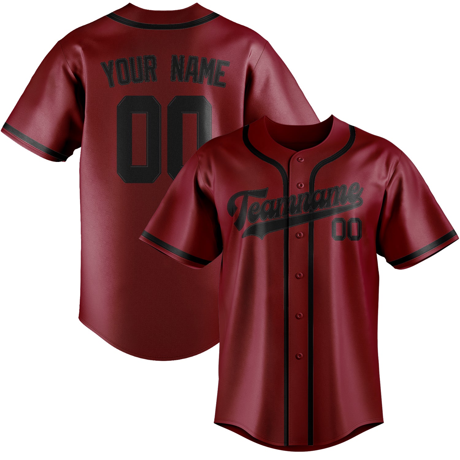 Maillot de baseball personnalisé rouge cramoisi et noir