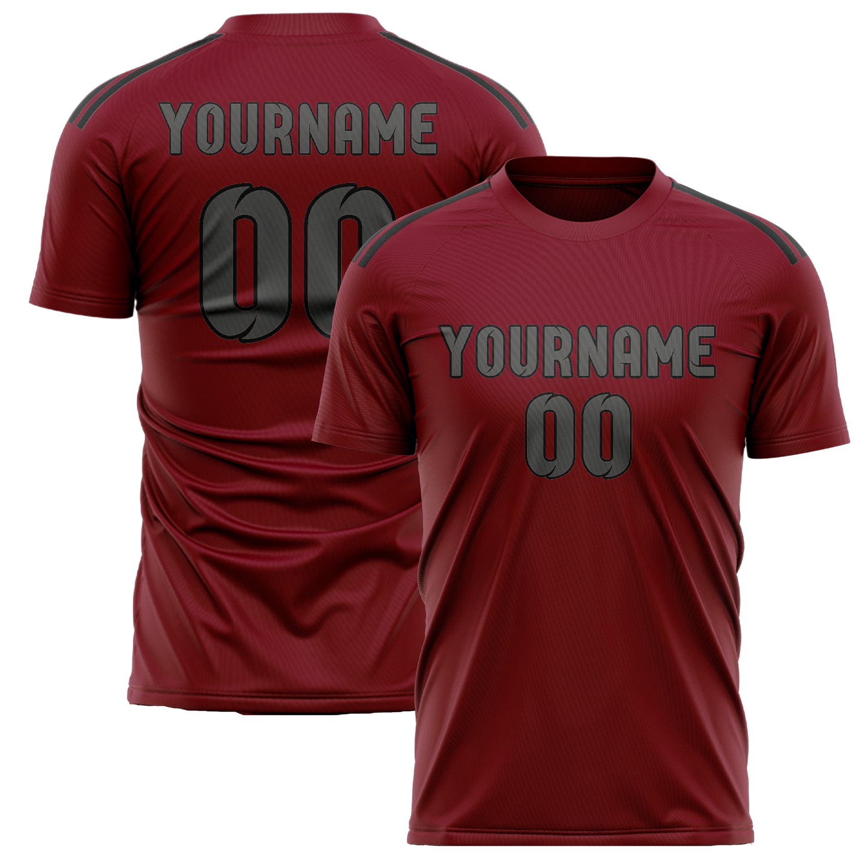 Maillot de football personnalisé rouge cramoisi et gris foncé