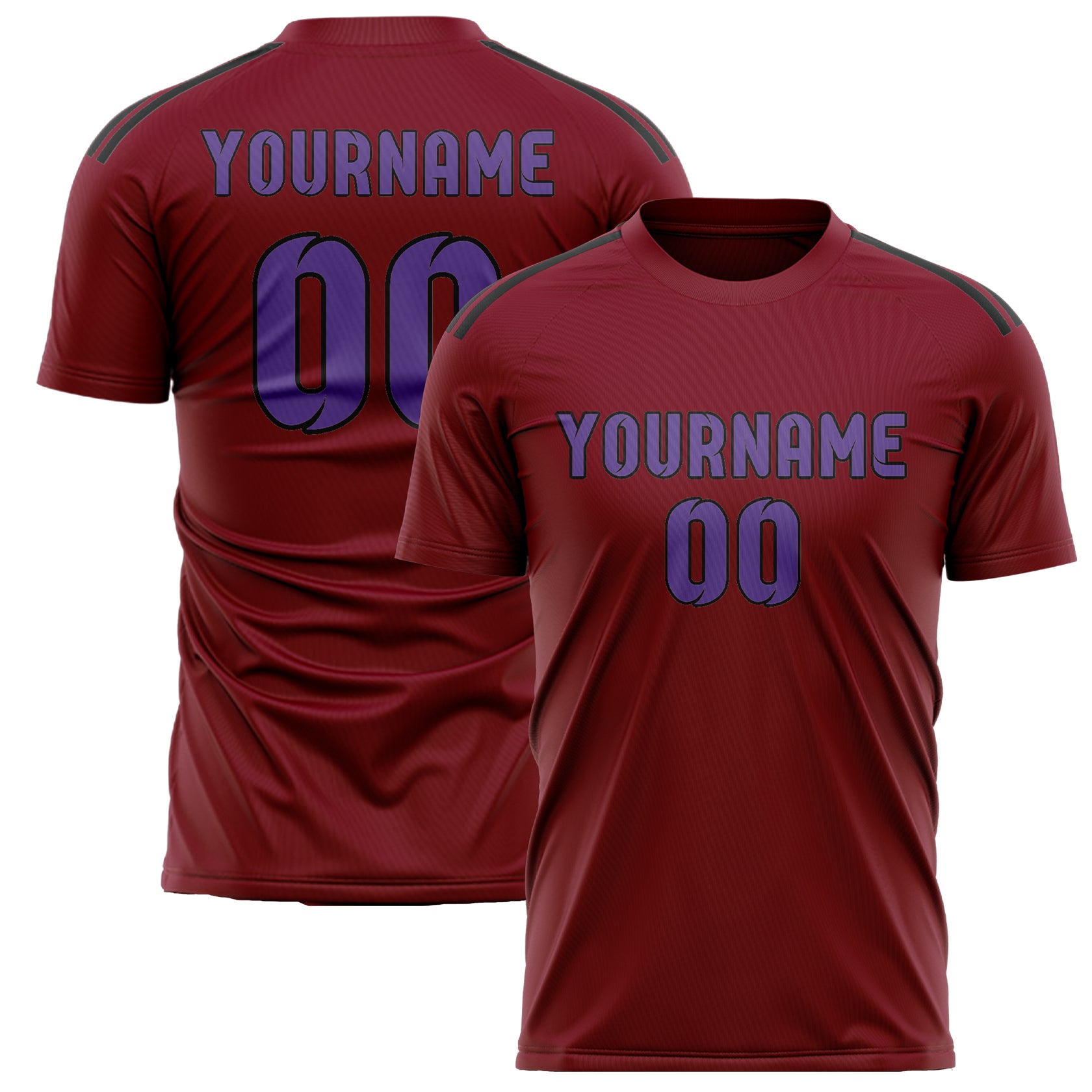 Maillot de football personnalisé rouge cramoisi et violet clair