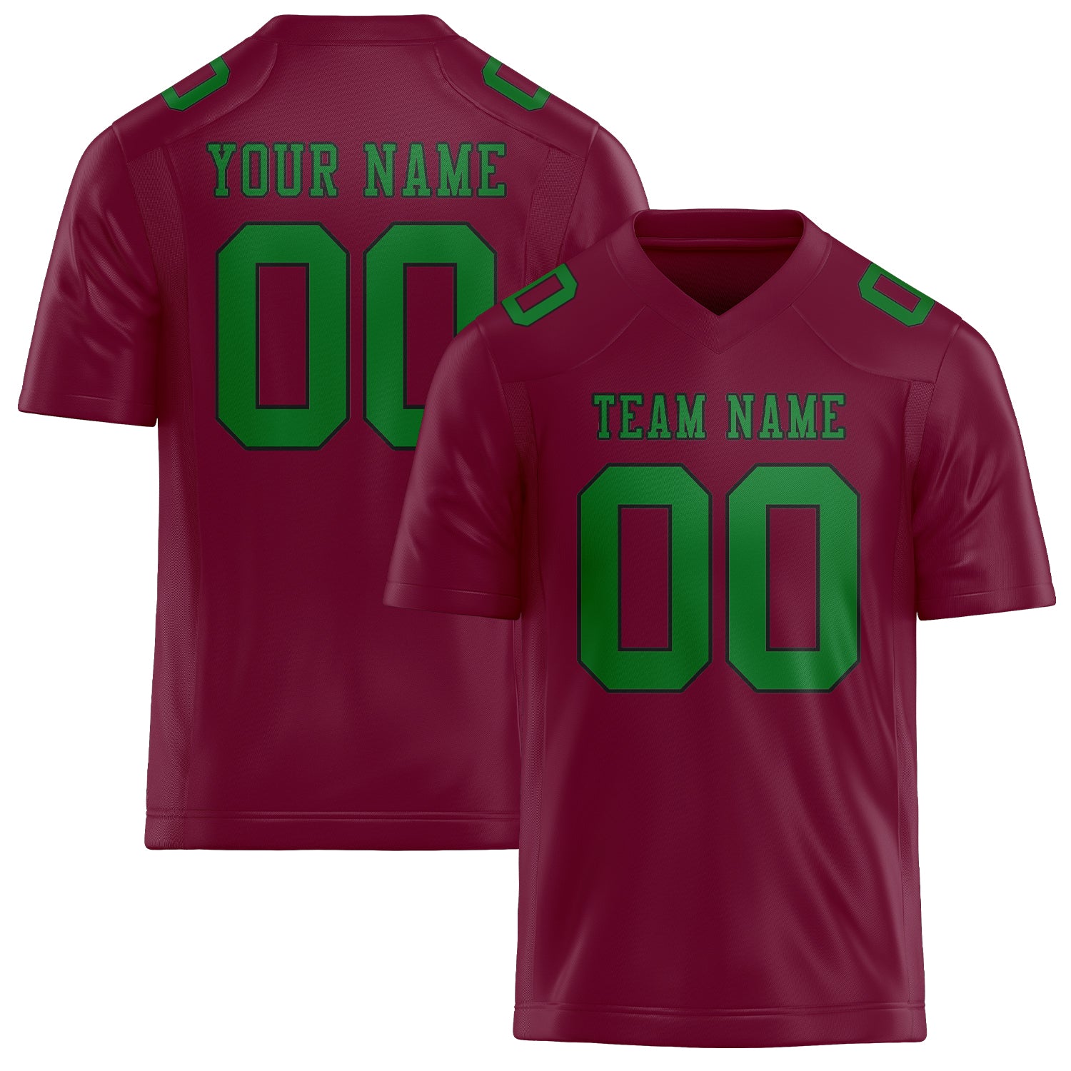 Maillot de football personnalisé rouge cramoisi et vert émeraude