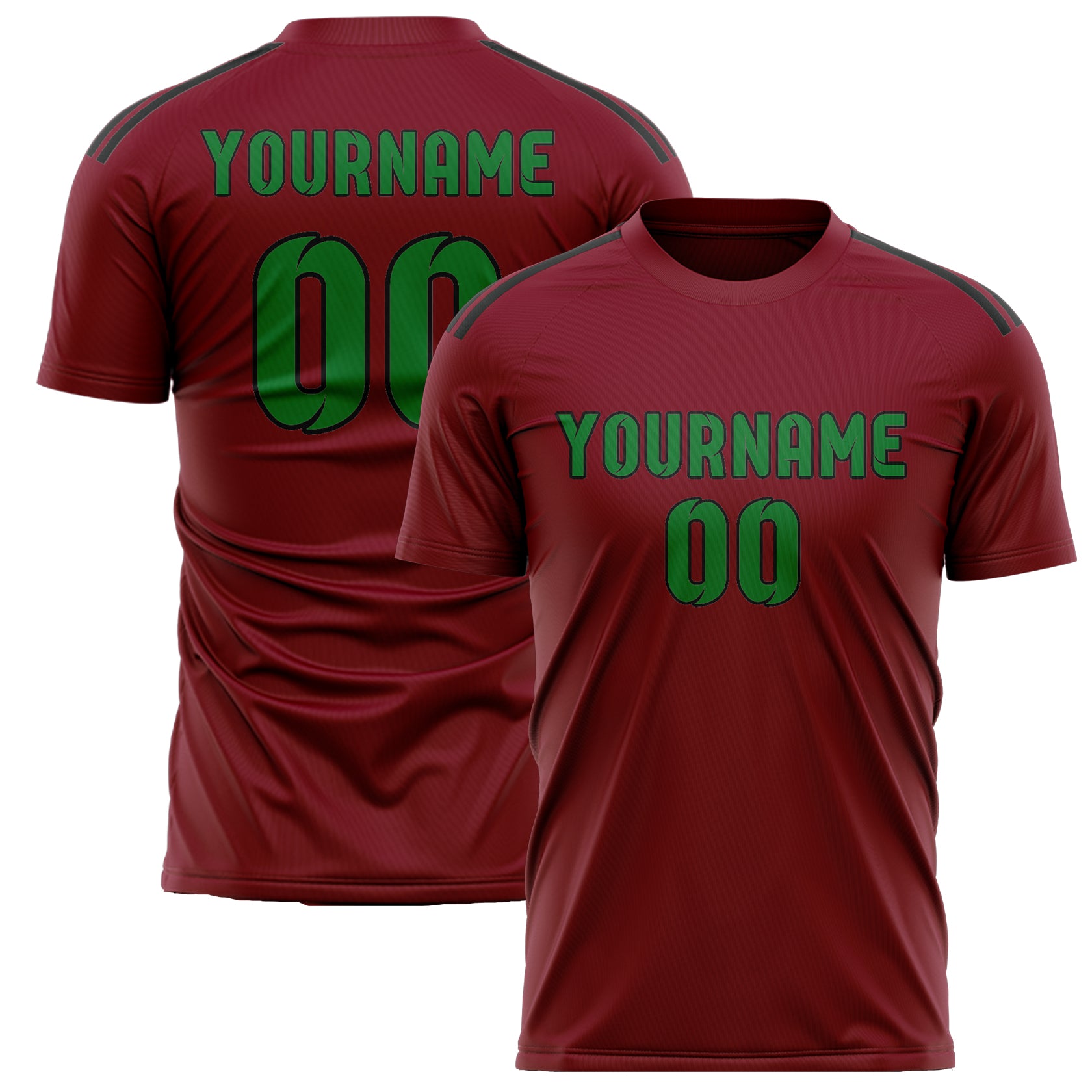 Maillot de football personnalisé rouge cramoisi et vert émeraude
