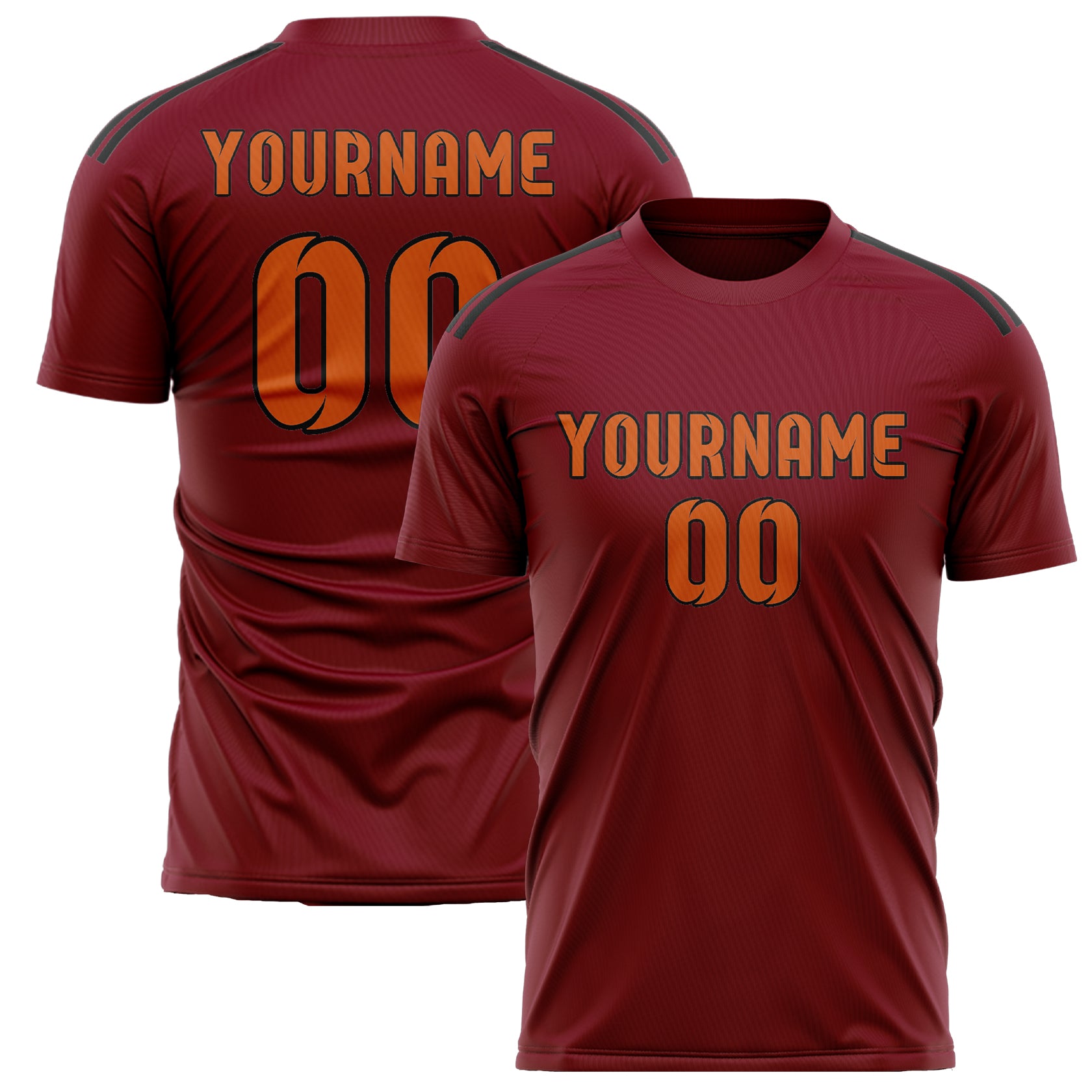 Maillot de football personnalisé rouge cramoisi et orange