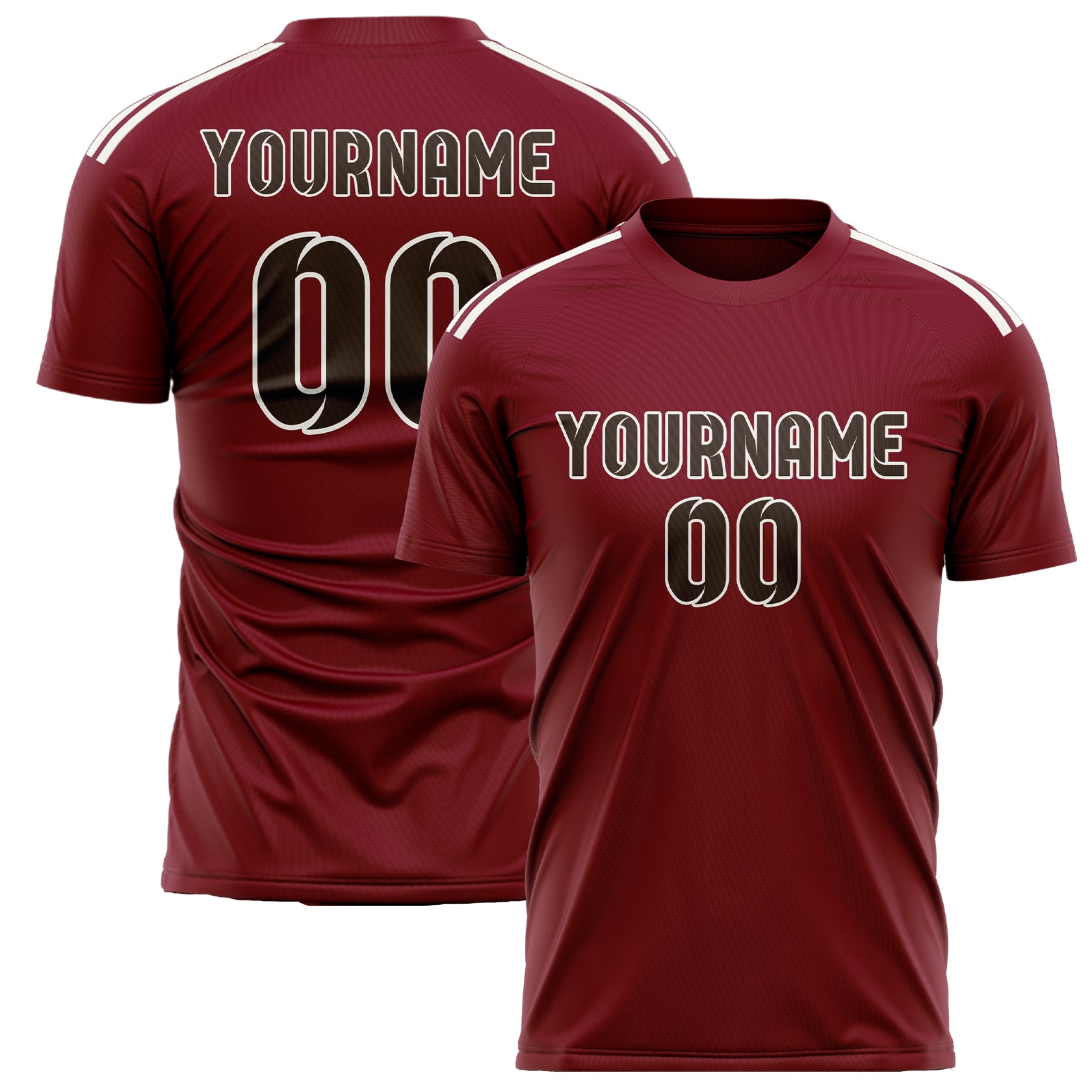 Maillot de football personnalisé rouge cramoisi et marron