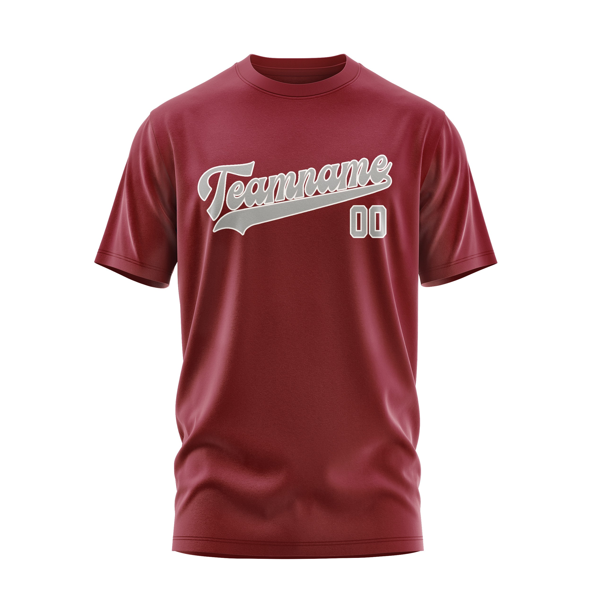 T-shirt personnalisé rouge cramoisi et gris