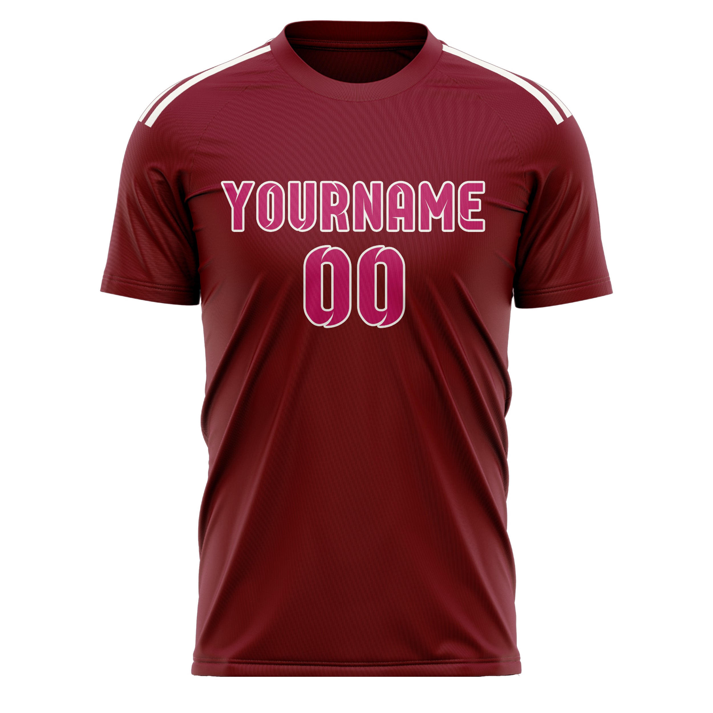 Maillot de football personnalisé rouge cramoisi et rose