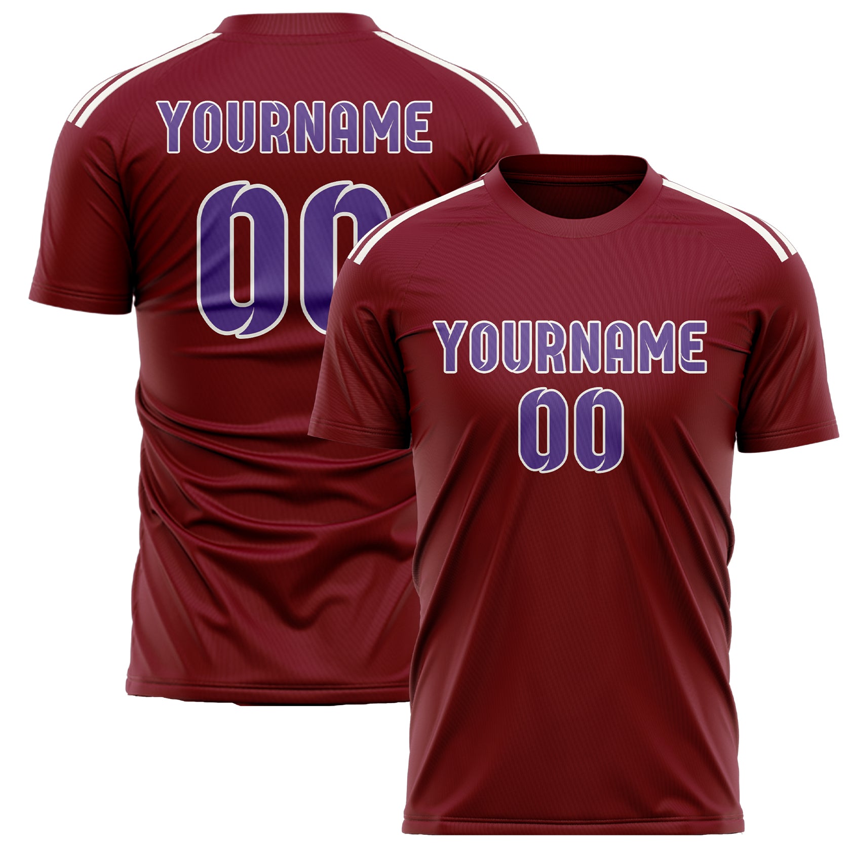 Maillot de football personnalisé rouge cramoisi et violet clair