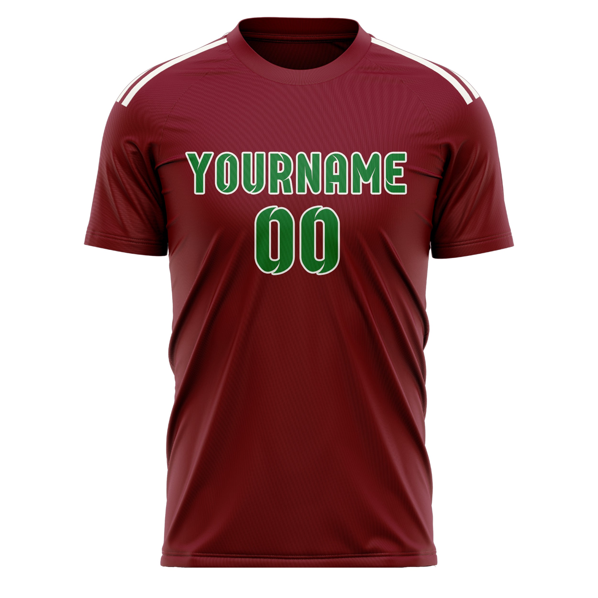 Maillot de football personnalisé rouge cramoisi et vert émeraude