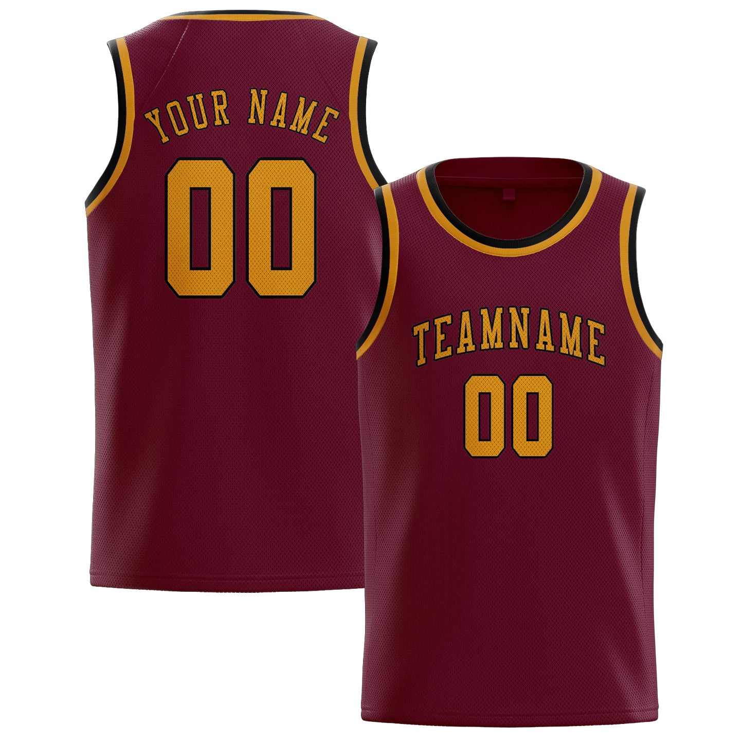 Maillot de basketball personnalisé rouge cramoisi et jaune