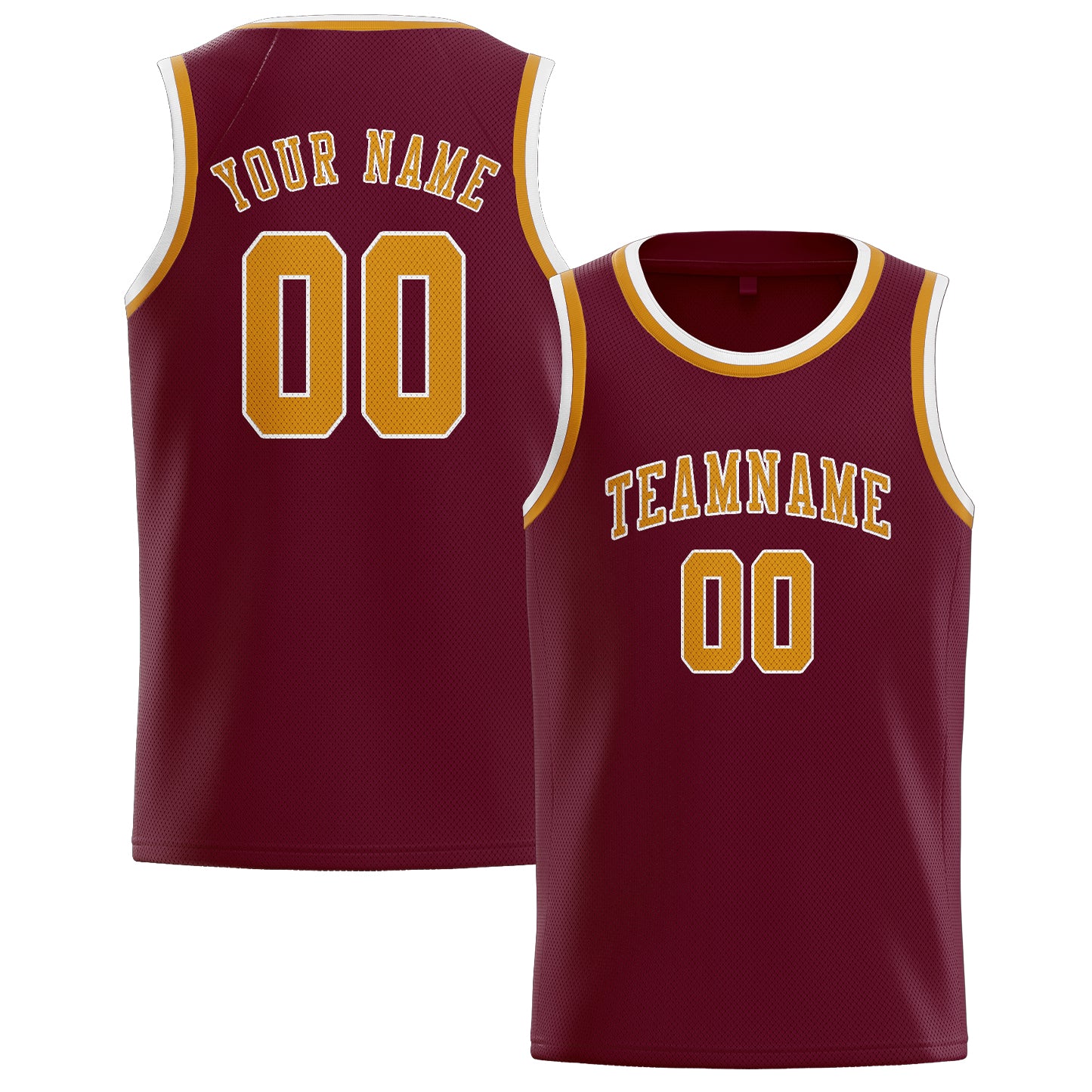 Maillot de basketball personnalisé rouge cramoisi et jaune