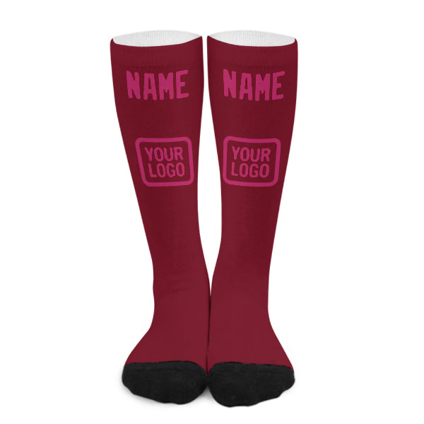 Chaussettes hautes personnalisées rouge carmin et rose