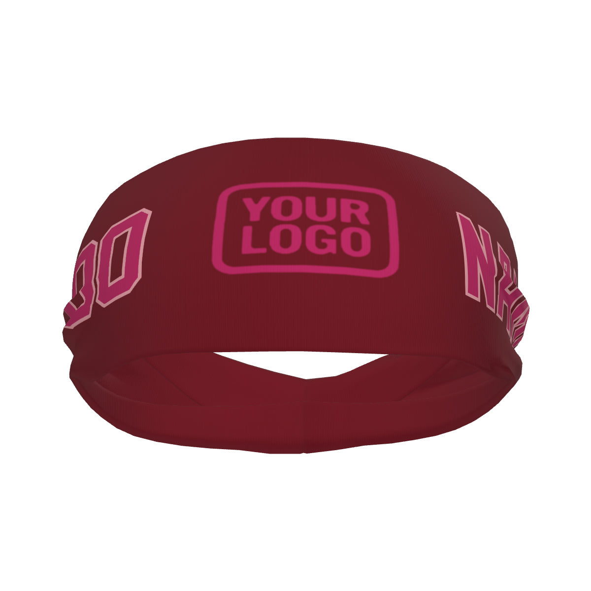 Bandeau de sport personnalisé rouge cramoisi et rose