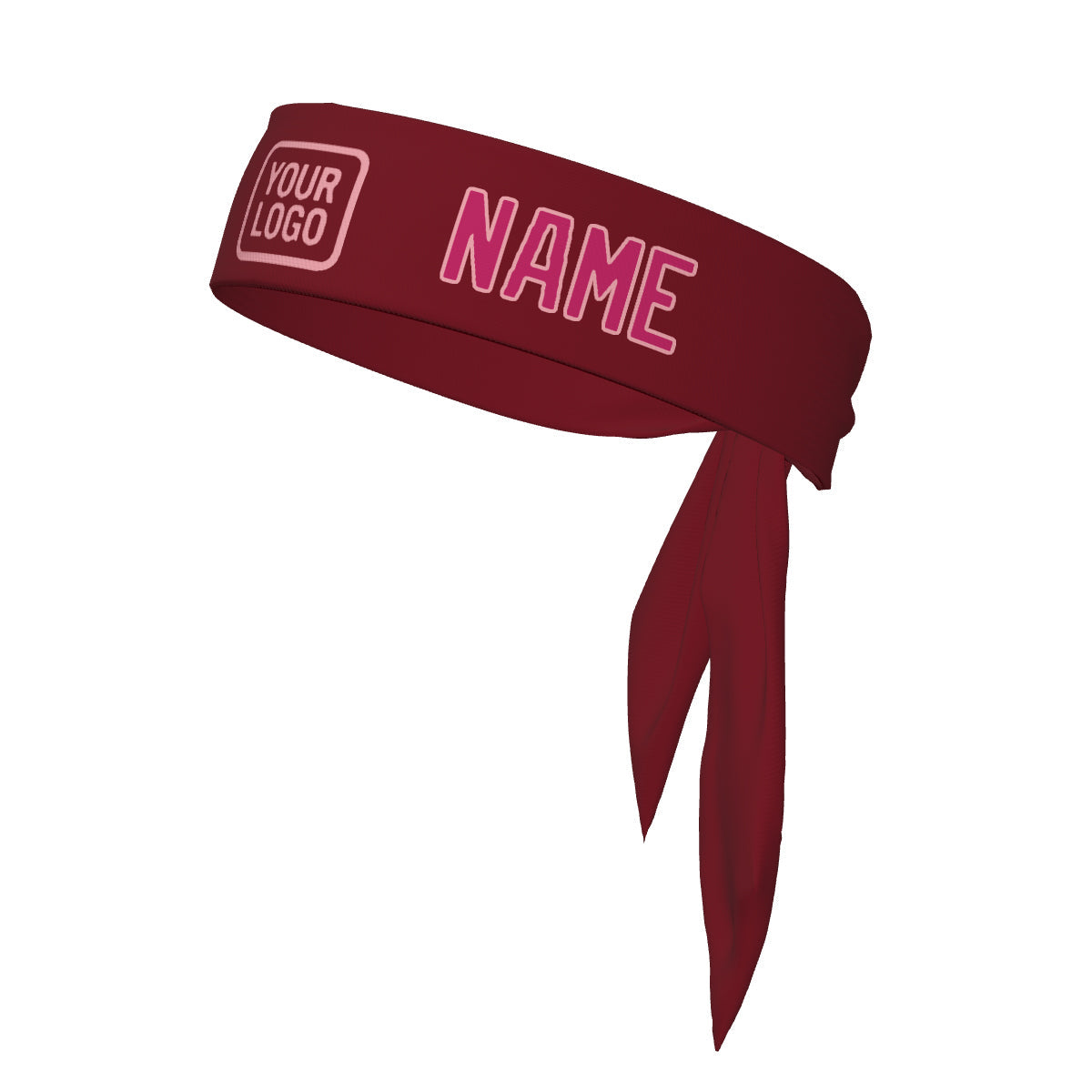 Bandeau personnalisé rouge cramoisi et rose