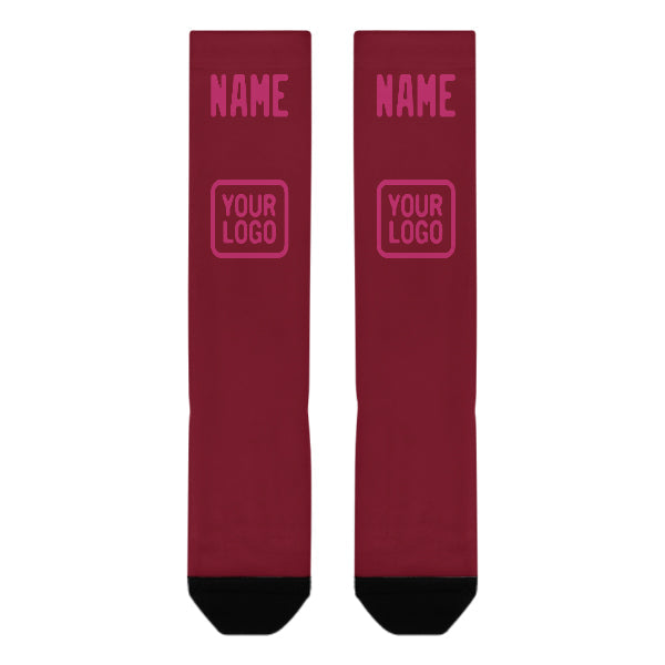 Chaussettes hautes personnalisées rouge carmin et rose