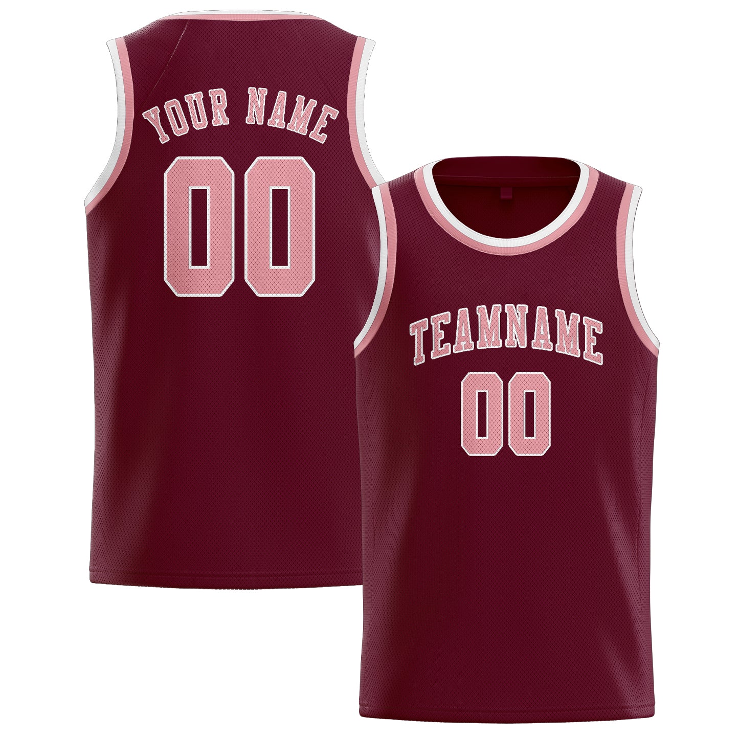 Maillot de basketball personnalisé rouge cramoisi et rose clair