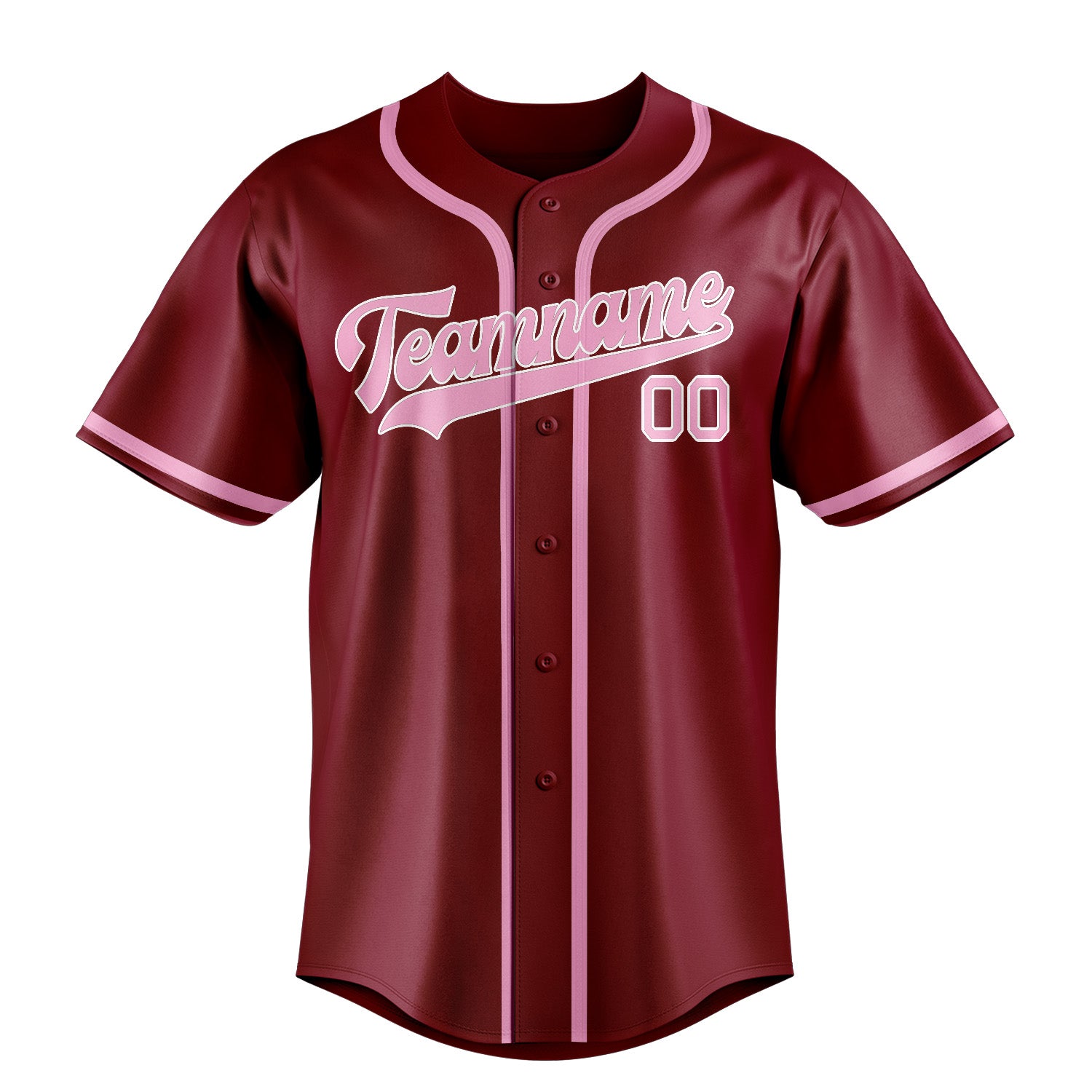 Maillot de baseball personnalisé rouge cramoisi et rose clair