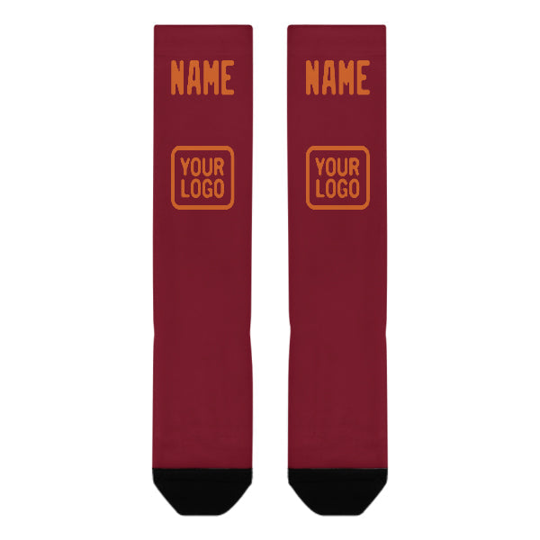 Chaussettes hautes personnalisées rouge cramoisi orange