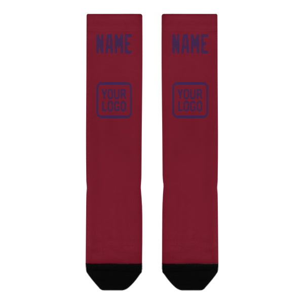 Chaussettes hautes personnalisées rouge cramoisi et violettes
