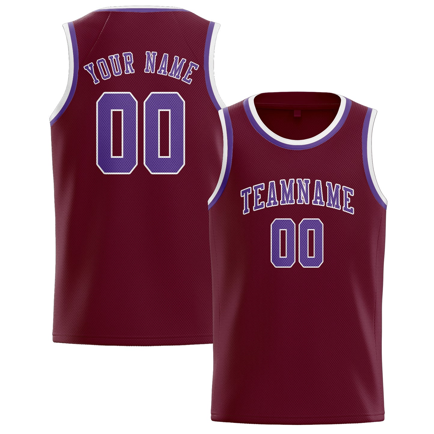 Maillot de basketball personnalisé rouge cramoisi et violet clair