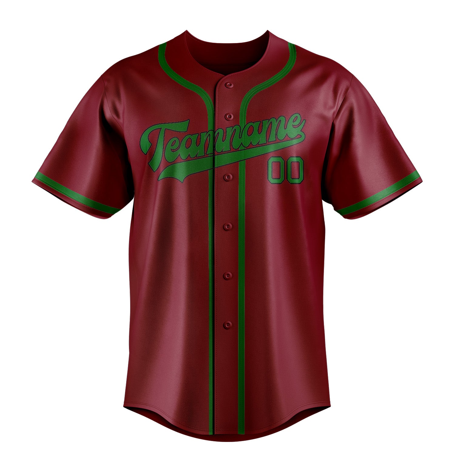 Maillot de baseball personnalisé rouge cramoisi et vert émeraude