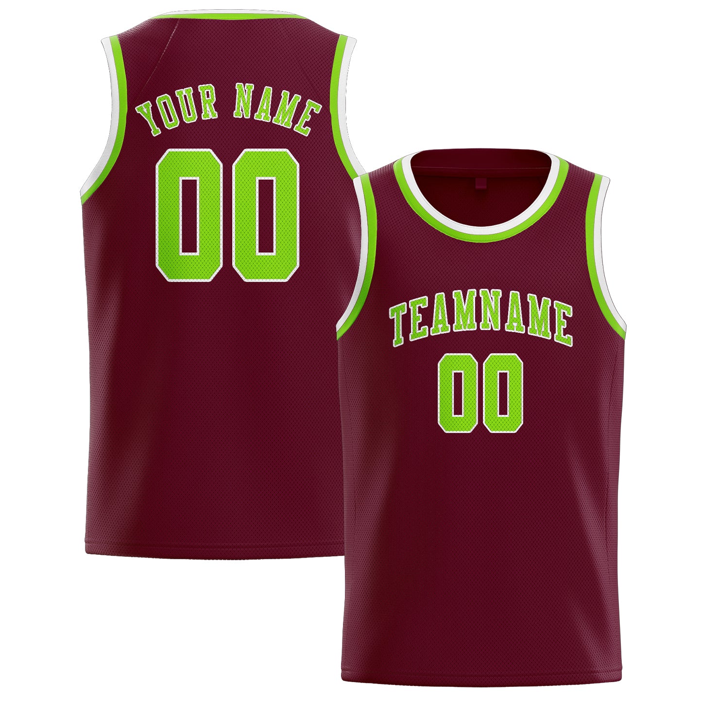 Maillot de basketball personnalisé rouge cramoisi et vert émeraude
