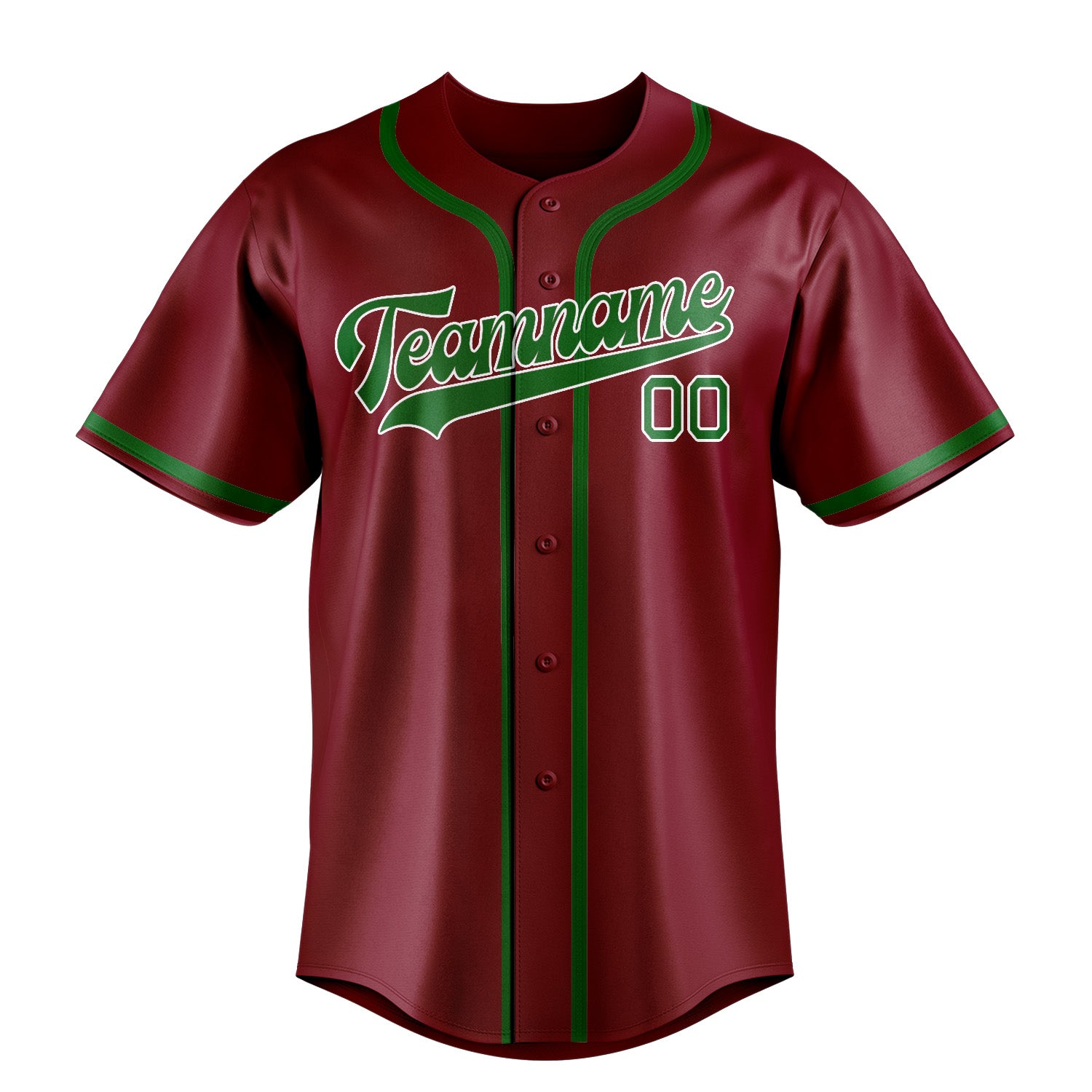 Maillot de baseball personnalisé rouge cramoisi et vert émeraude