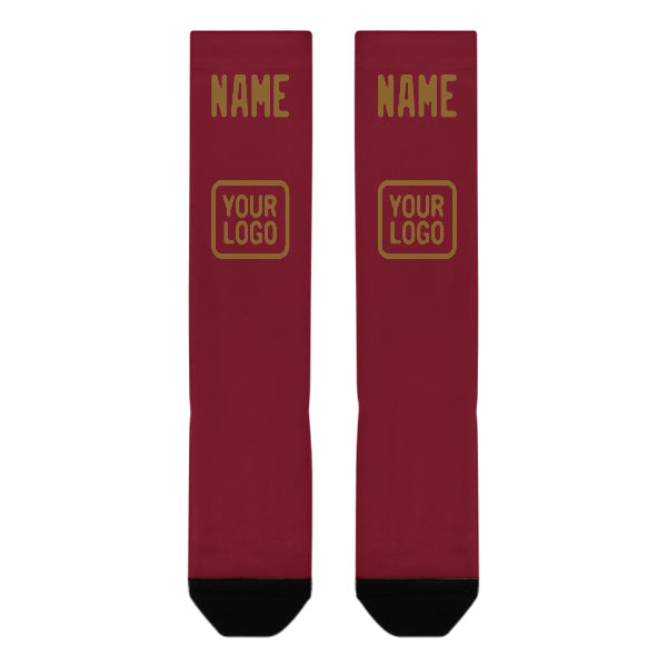 Chaussettes hautes kaki rouge cramoisi personnalisées
