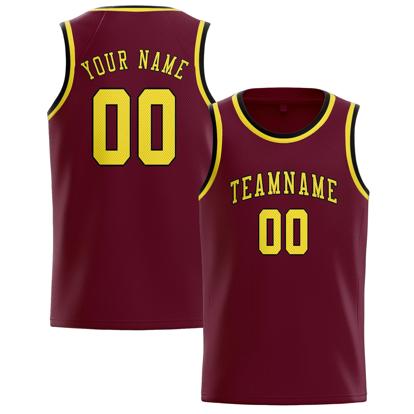 Maillot de basketball personnalisé rouge cramoisi et jaune clair