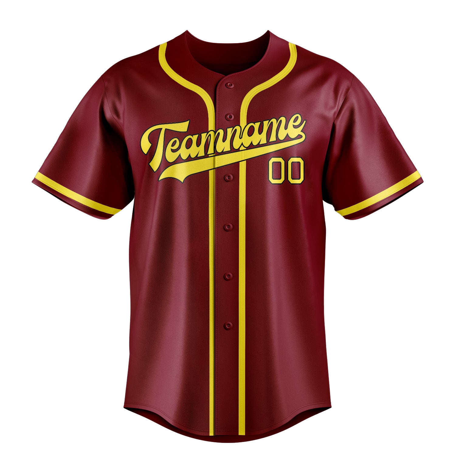 Maillot de baseball personnalisé rouge cramoisi et jaune clair