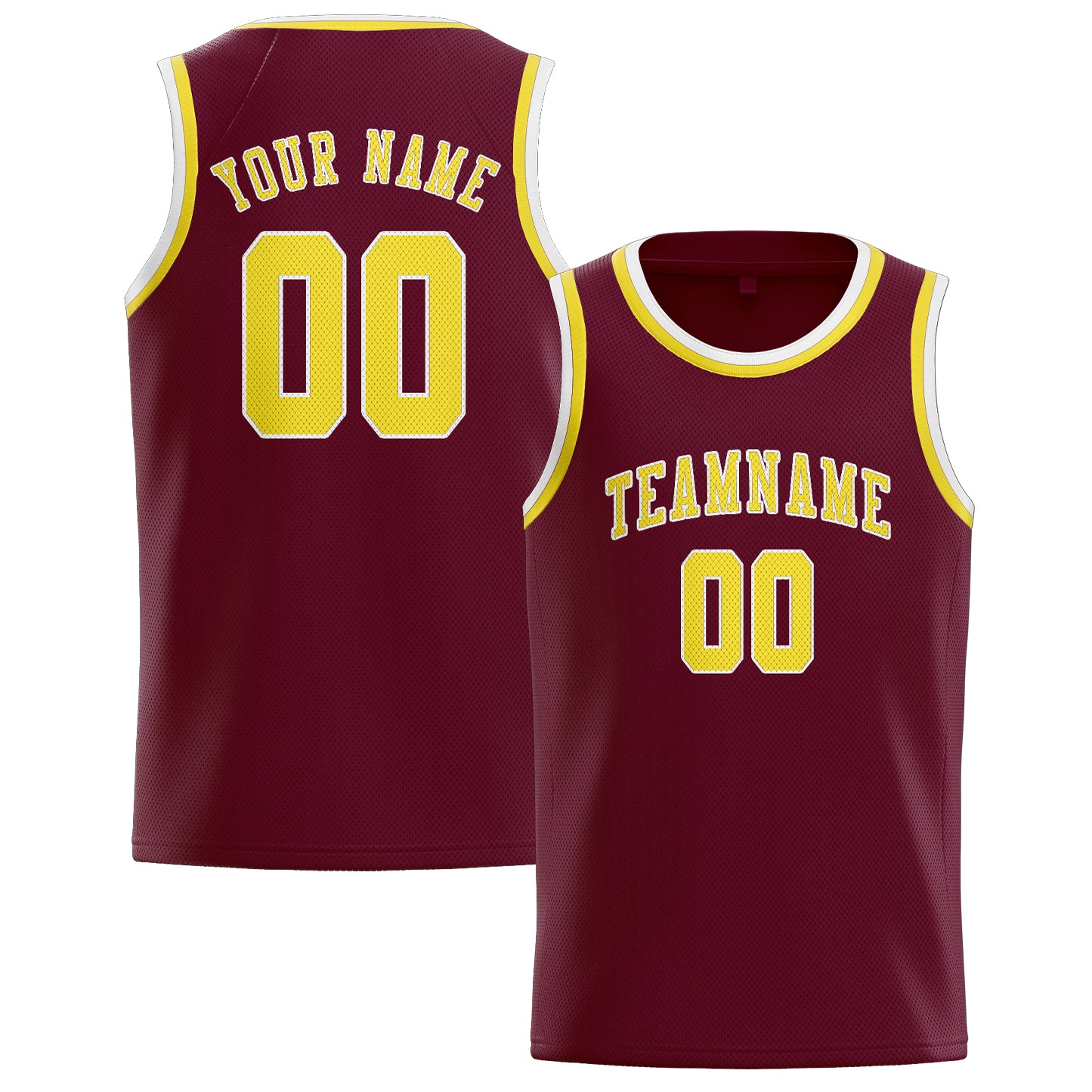 Maillot de basketball personnalisé rouge cramoisi et jaune clair
