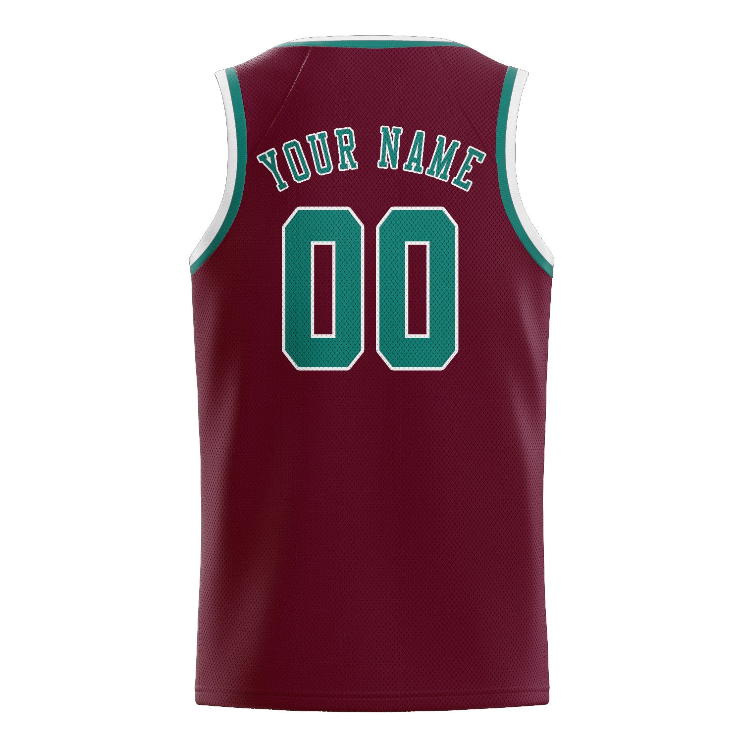 Maillot de basketball personnalisé rouge cramoisi, bleu et vert
