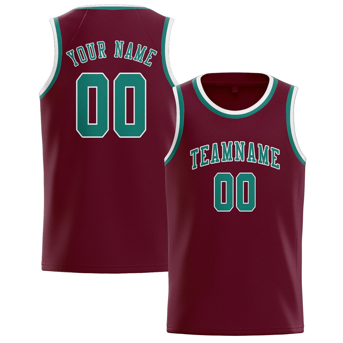 Maillot de basketball personnalisé rouge cramoisi, bleu et vert