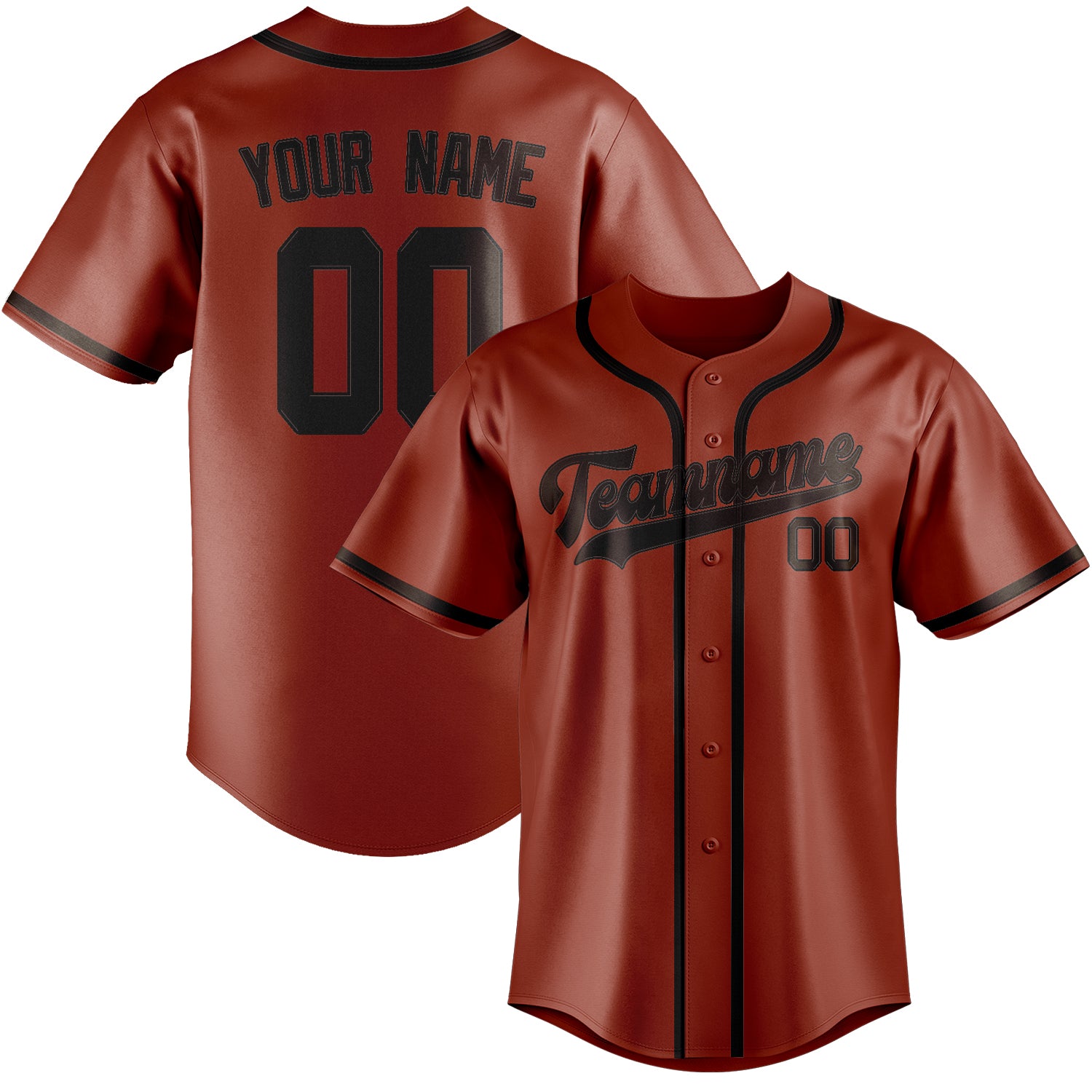 Maillot de baseball personnalisé corail rouge marron