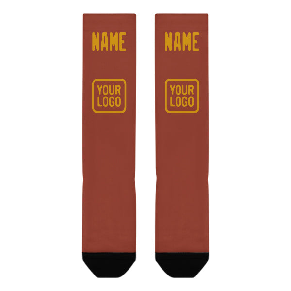 Chaussettes hautes personnalisées corail rouge et jaune