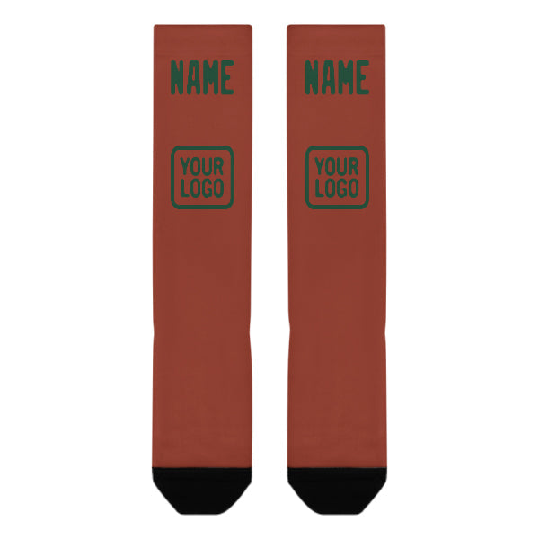 Chaussettes hautes personnalisées corail rouge et vert
