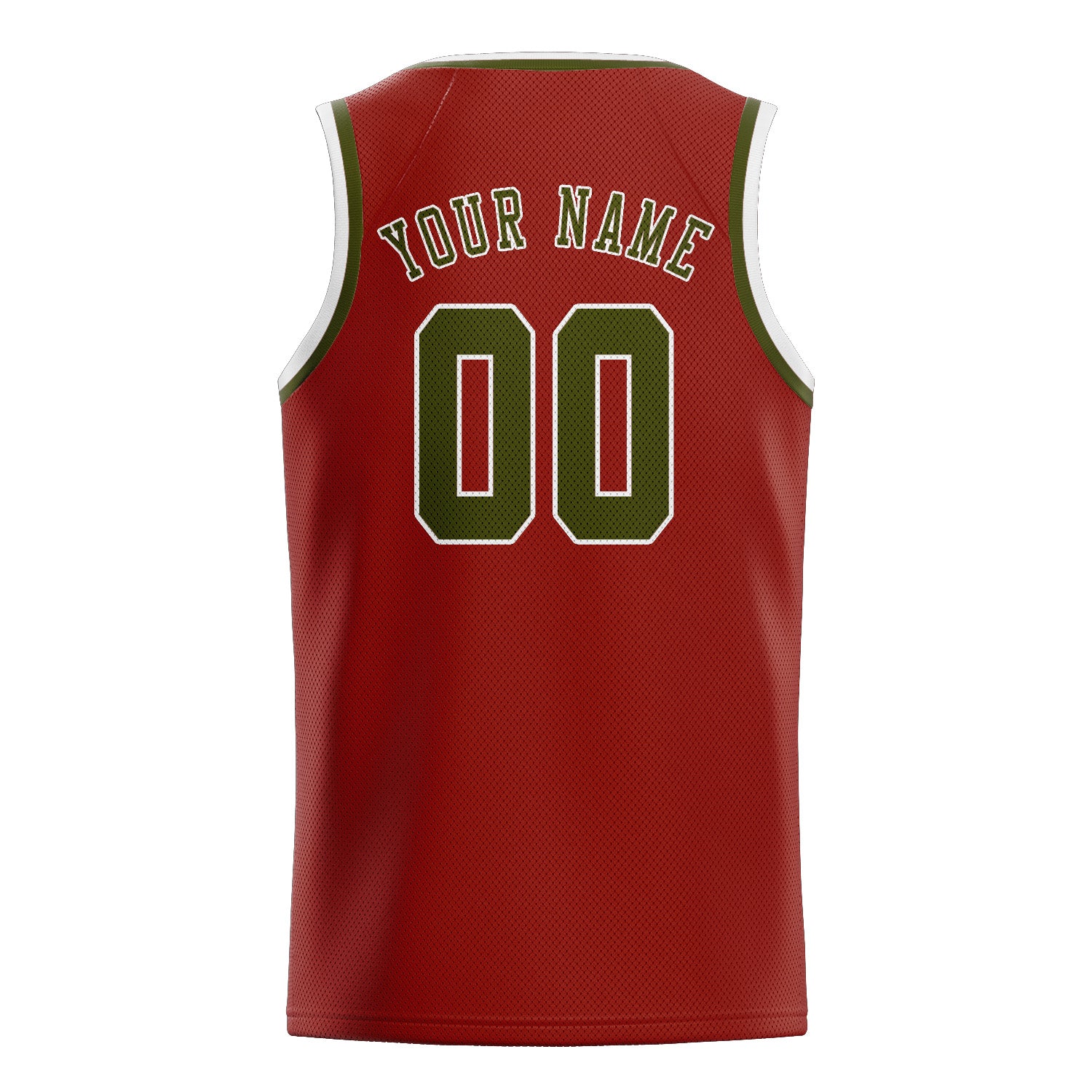 Maillot de basketball personnalisé corail rouge olive