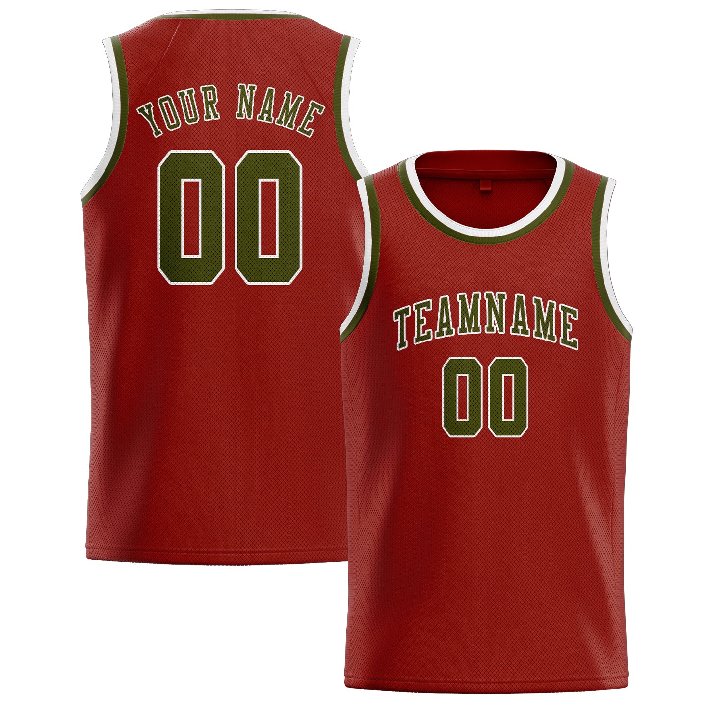 Maillot de basketball personnalisé corail rouge olive