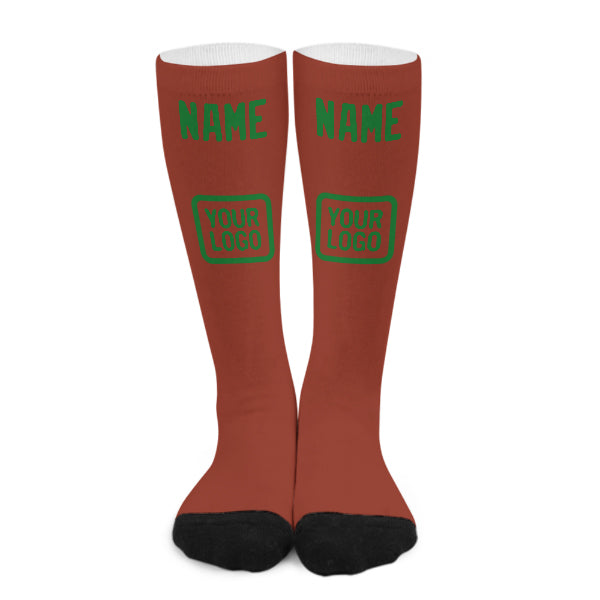 Chaussettes hautes personnalisées corail rouge et vert émeraude
